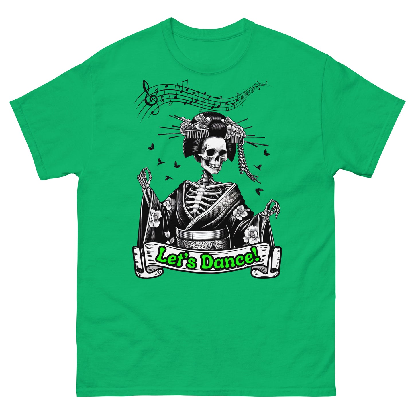 Japanese Dancing Skeleton, Let's Dance, 100% cotton shirt, classic tee