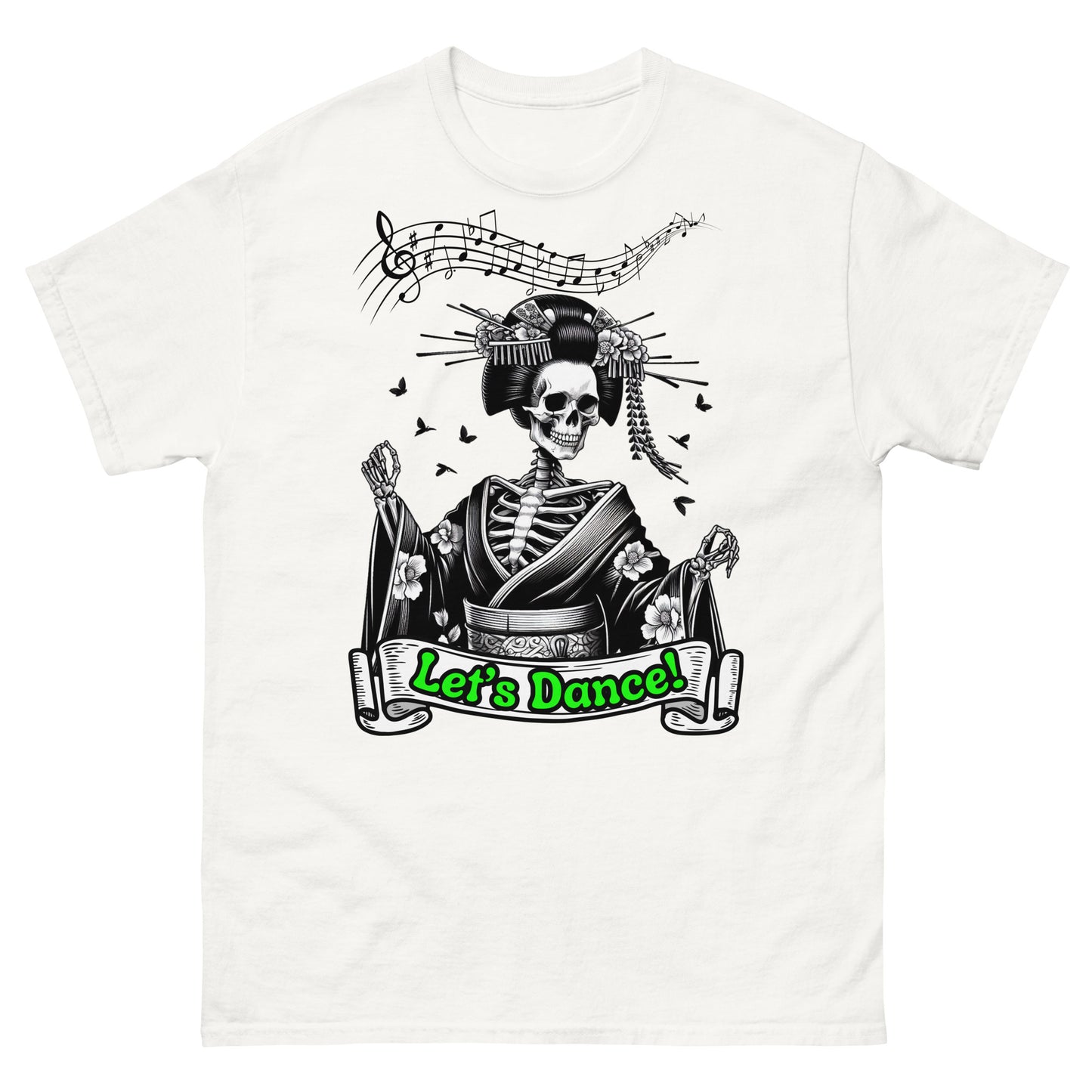 Japanese Dancing Skeleton, Let's Dance, 100% cotton shirt, classic tee