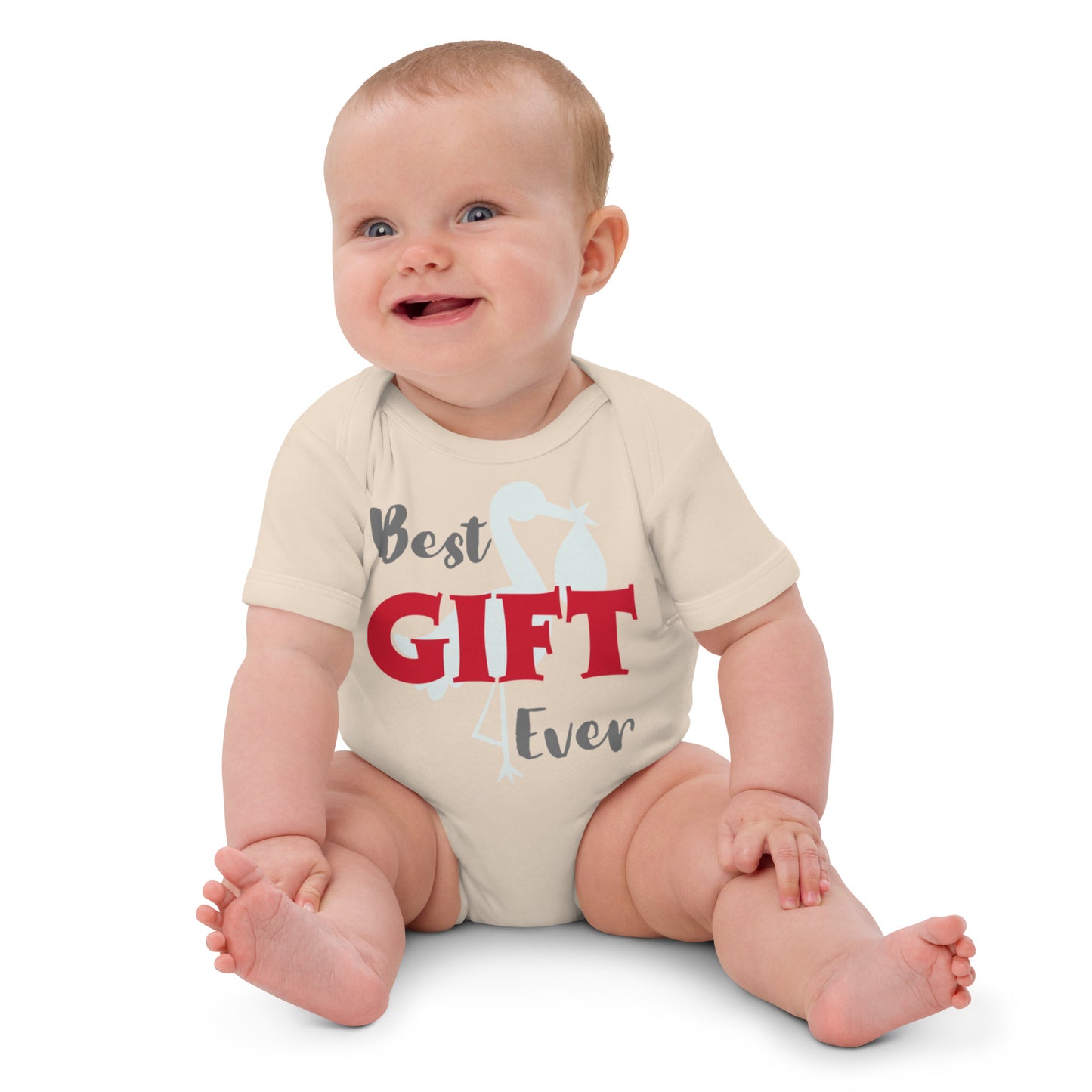 Best Gift Ever Stork with Baby Organic cotton baby bodysuit