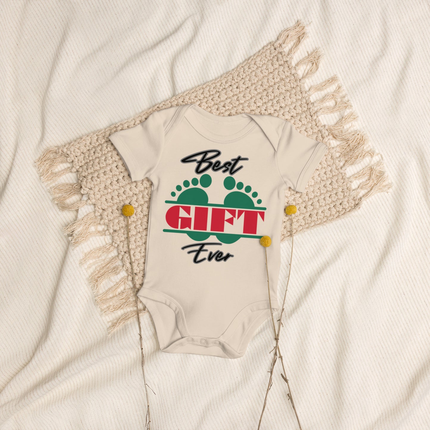 Best Gift Ever Baby Foot Organic 100% cotton baby bodysuit