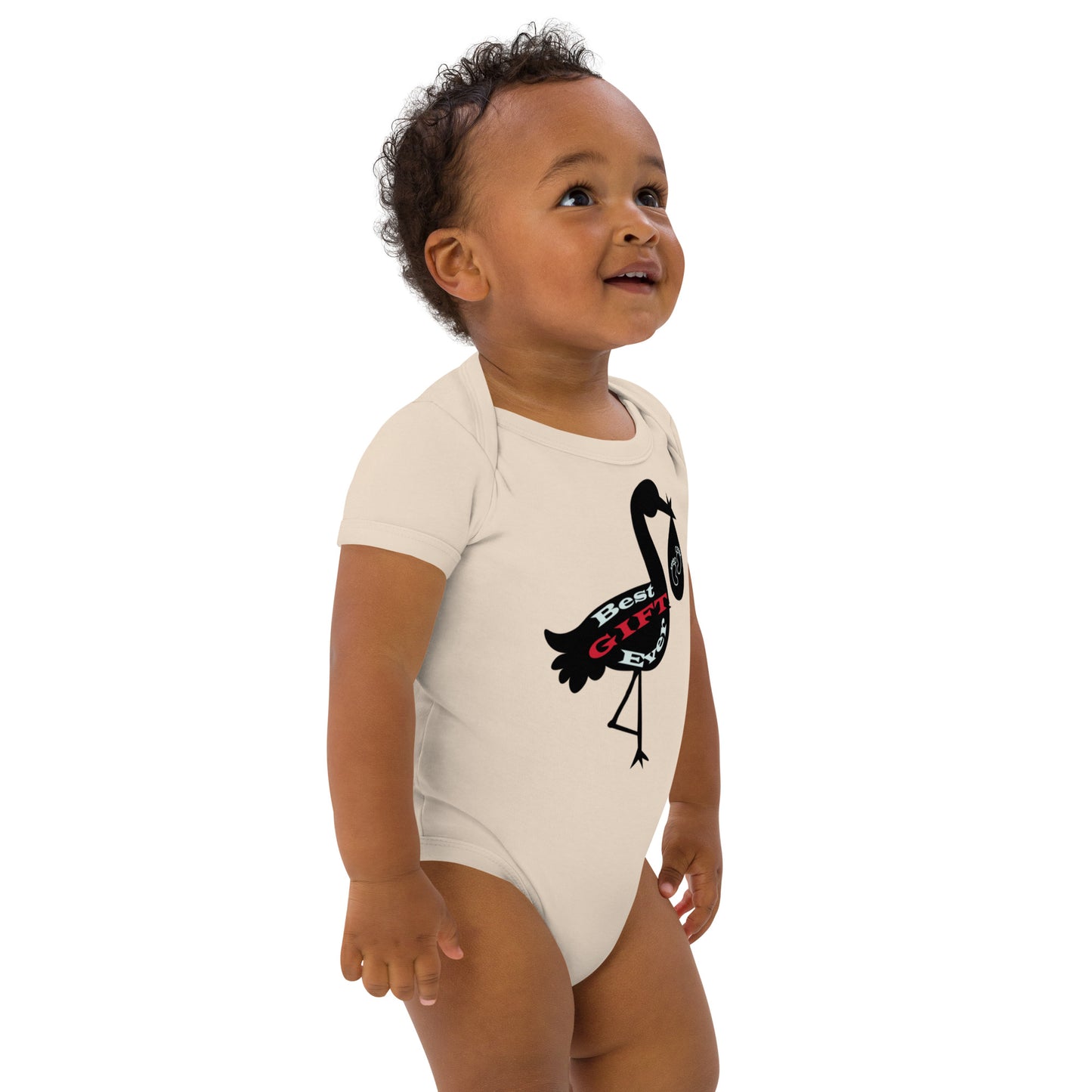 Best Gift Ever Stork with Baby 100% Organic cotton baby bodysuit