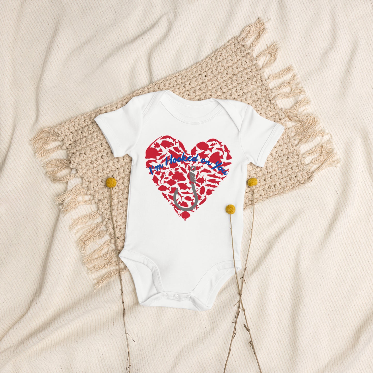 Fishing Love Organic 100% cotton baby bodysuit