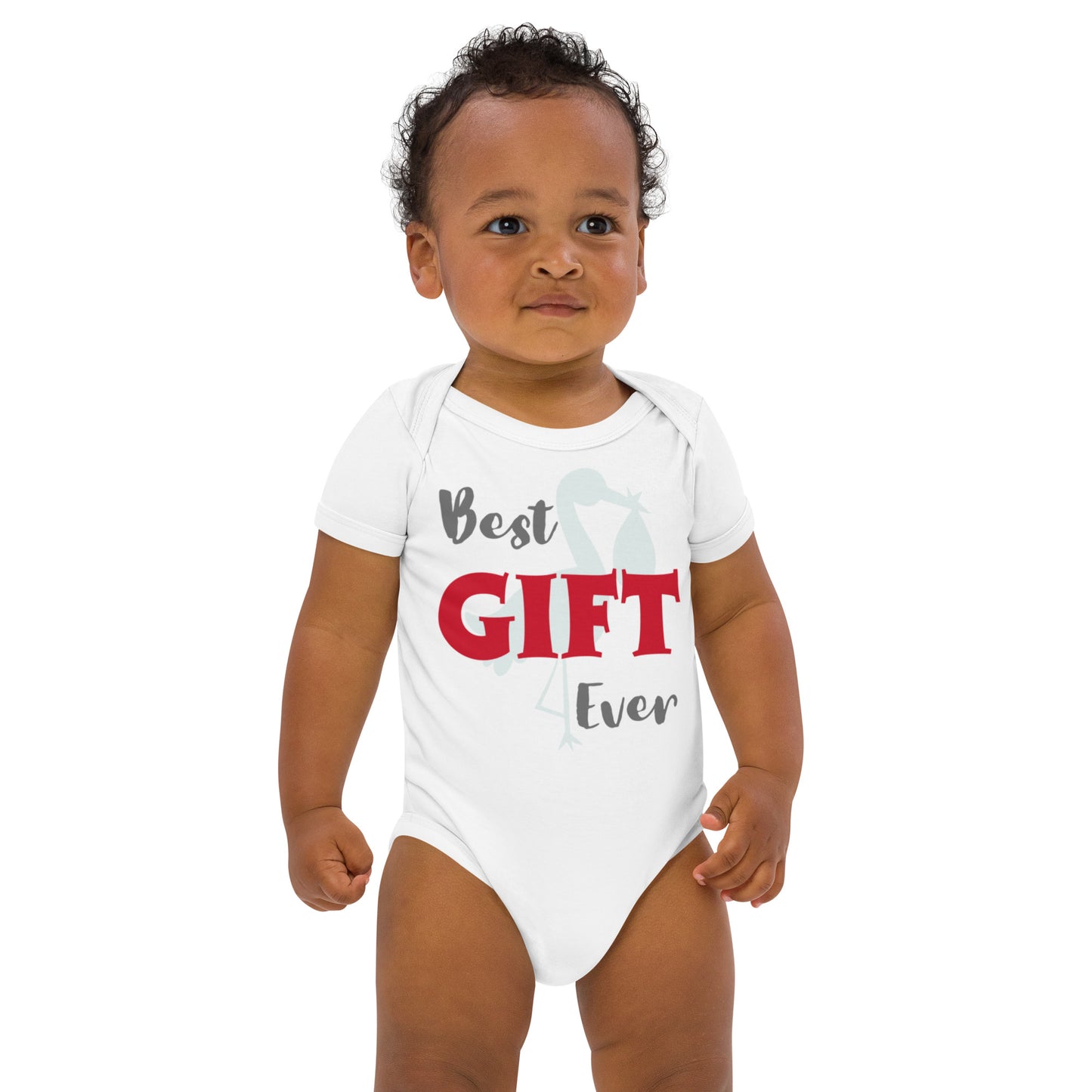 Best Gift Ever Stork with Baby Organic cotton baby bodysuit