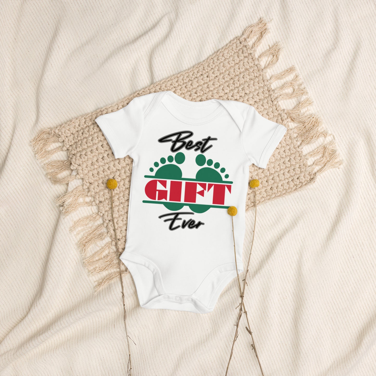 Best Gift Ever Baby Foot Organic 100% cotton baby bodysuit
