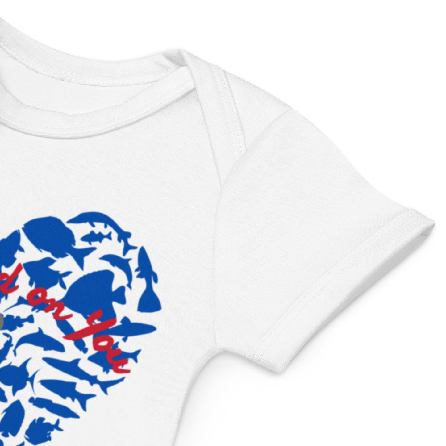 Fishing Love Blue Organic cotton baby bodysuit