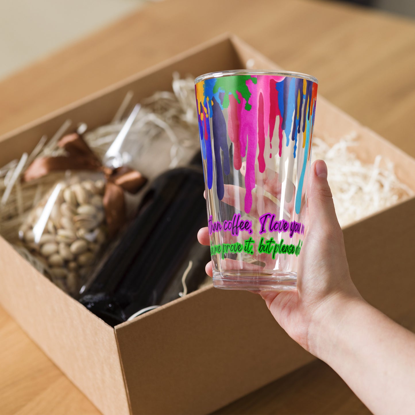 I love you more than coffee, Shaker pint glass