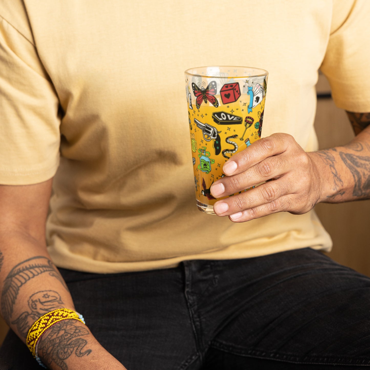 Tattoo Shaker pint glass