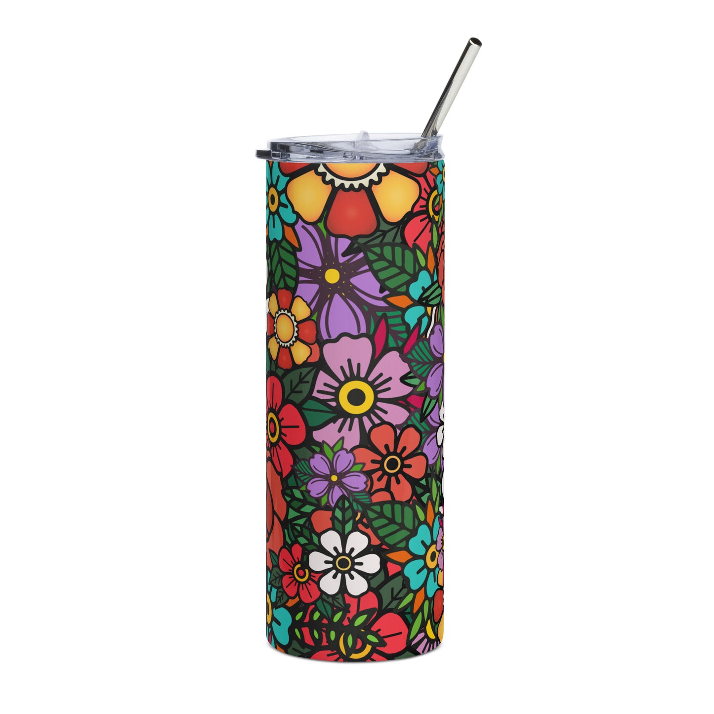 Tattoo Flowers Stainless steel tumbler