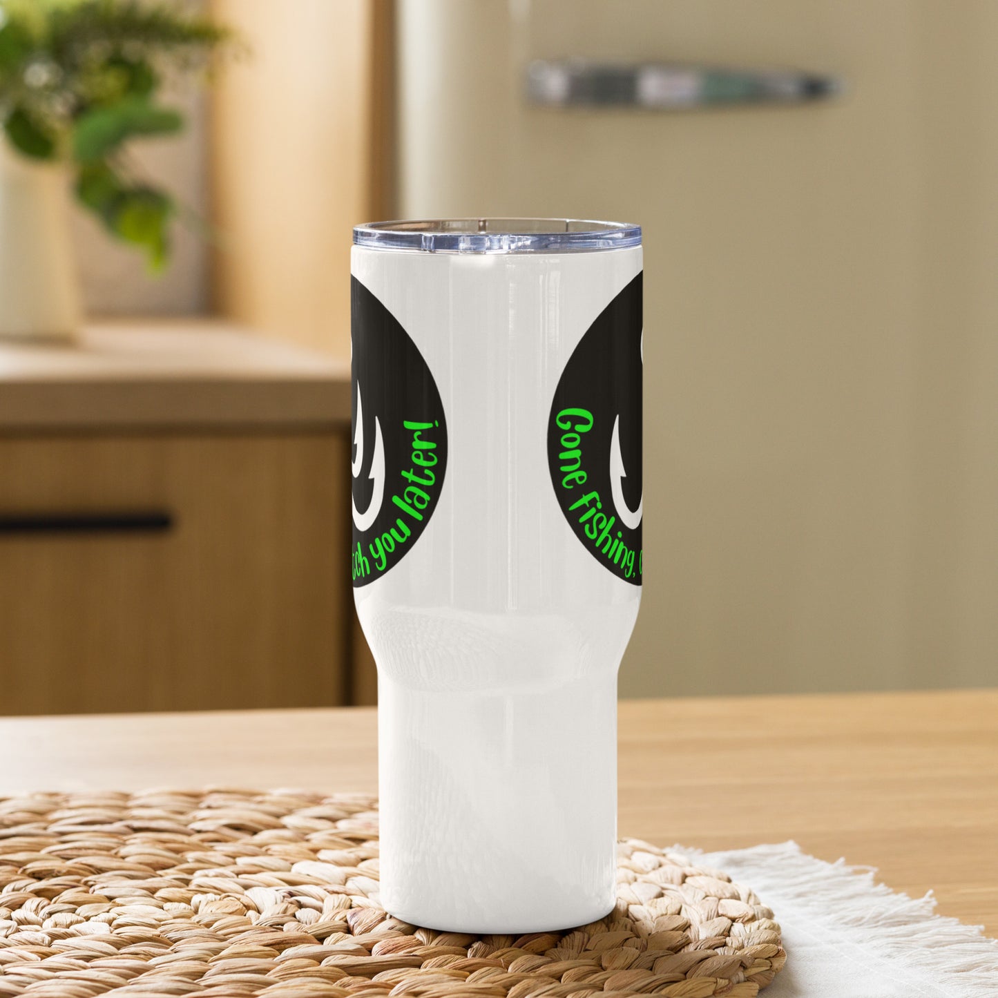 I'm a Man .Gone Fishing, Catch you Later Travel mug with a handle