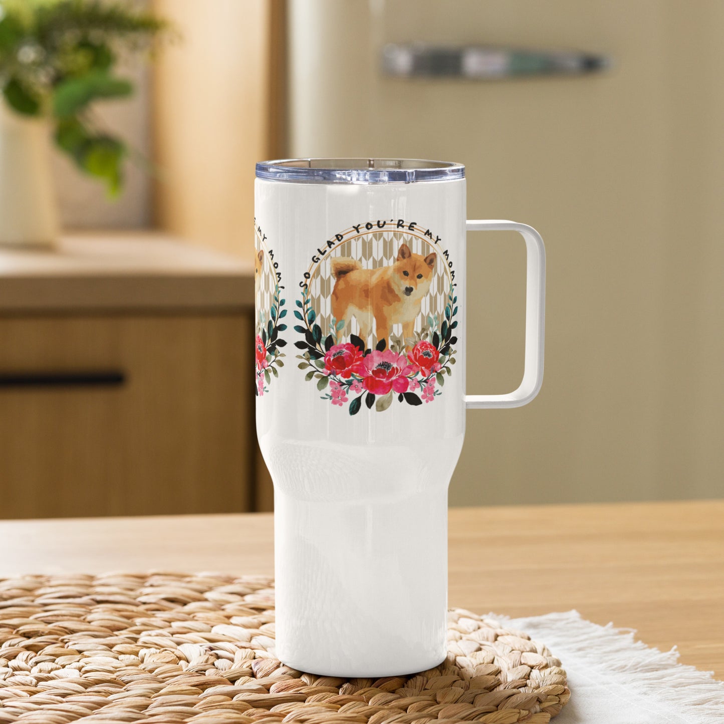 Shiba Inu Dog Travel mug with a handle