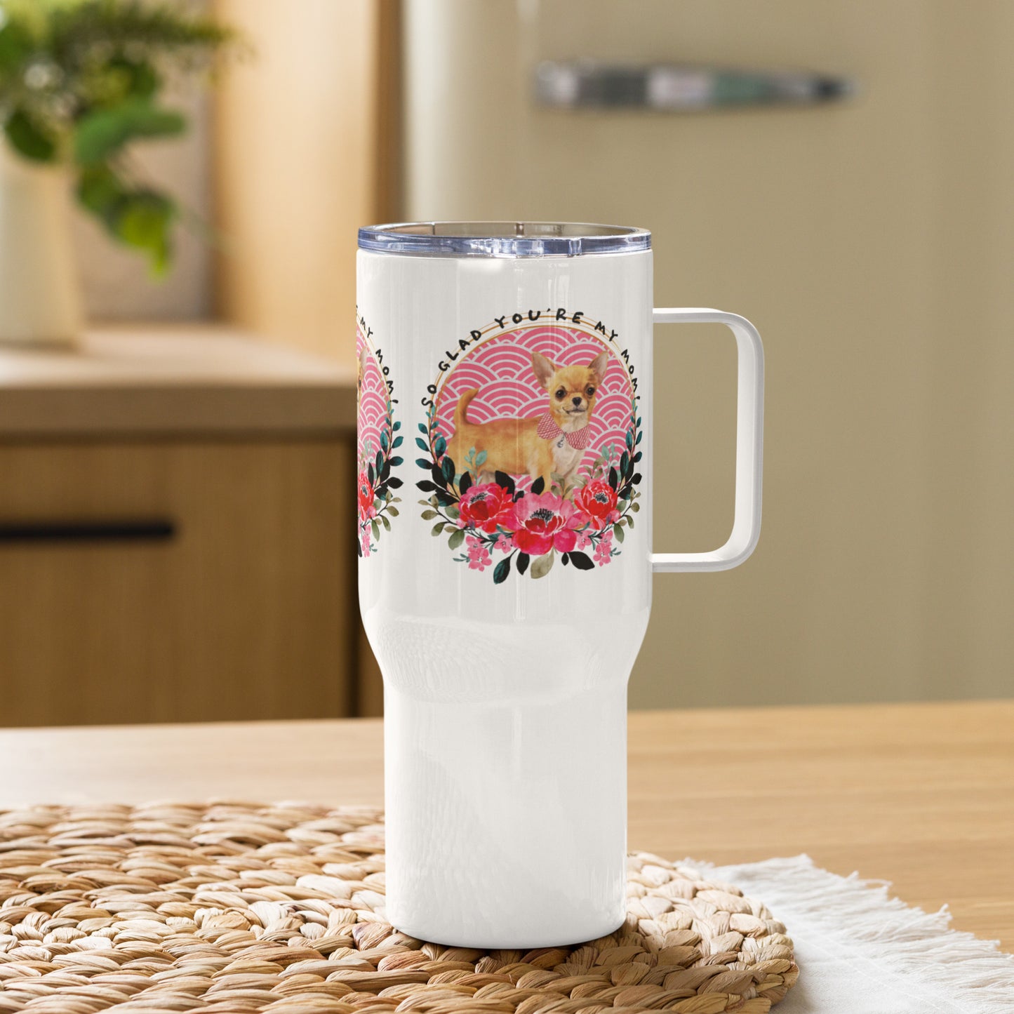 Chihuahua Dog Mom Travel mug with a handle