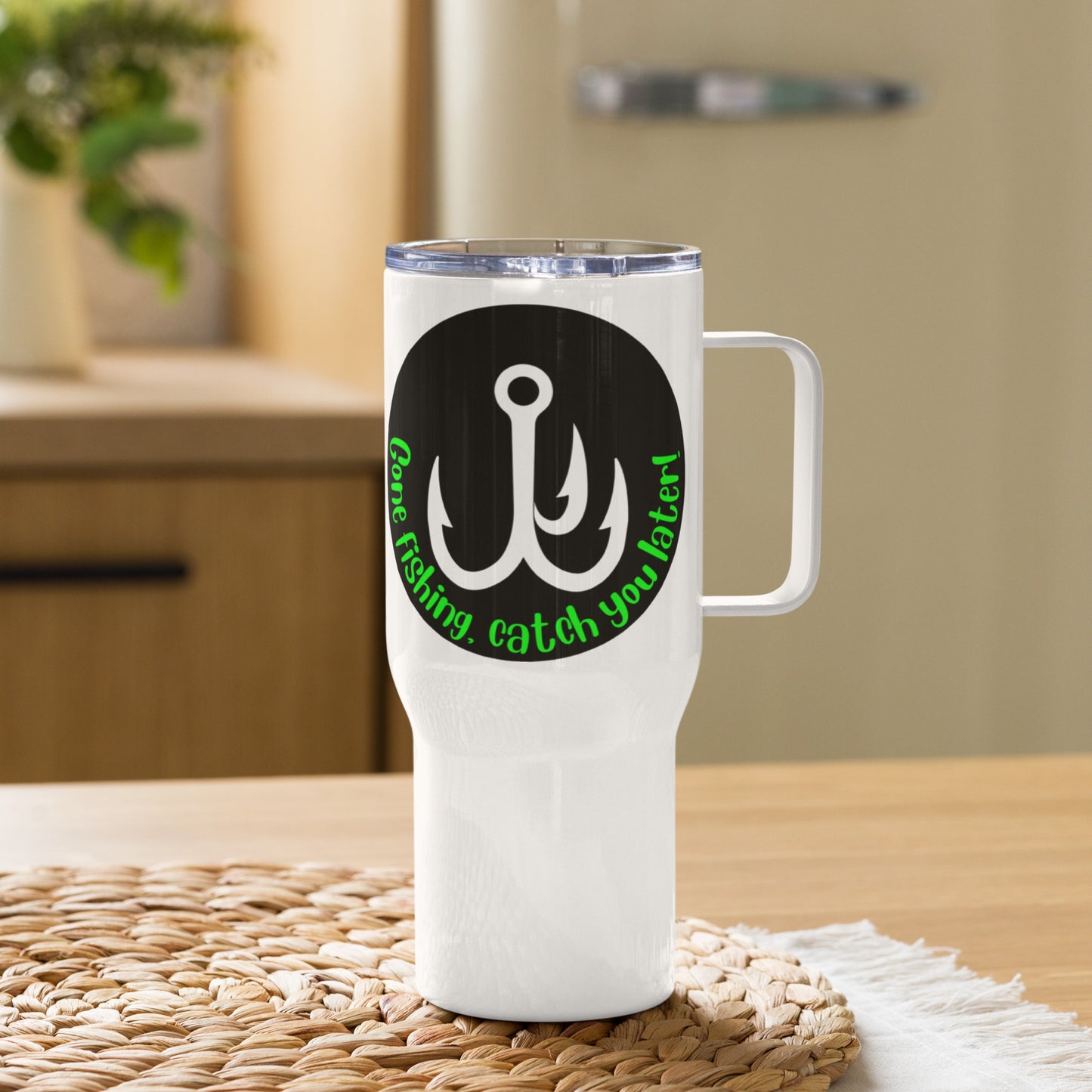 I'm a Man .Gone Fishing, Catch you Later Travel mug with a handle