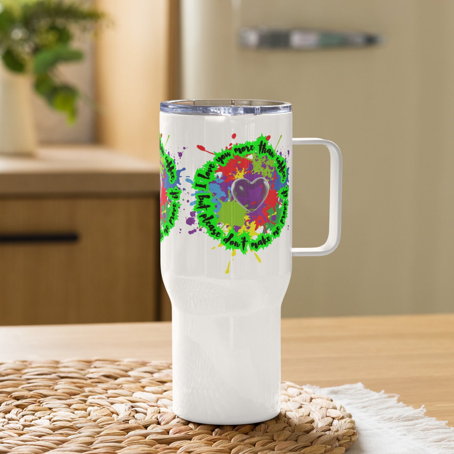 I love you more than coffee, Love Heart Travel mug with a handle