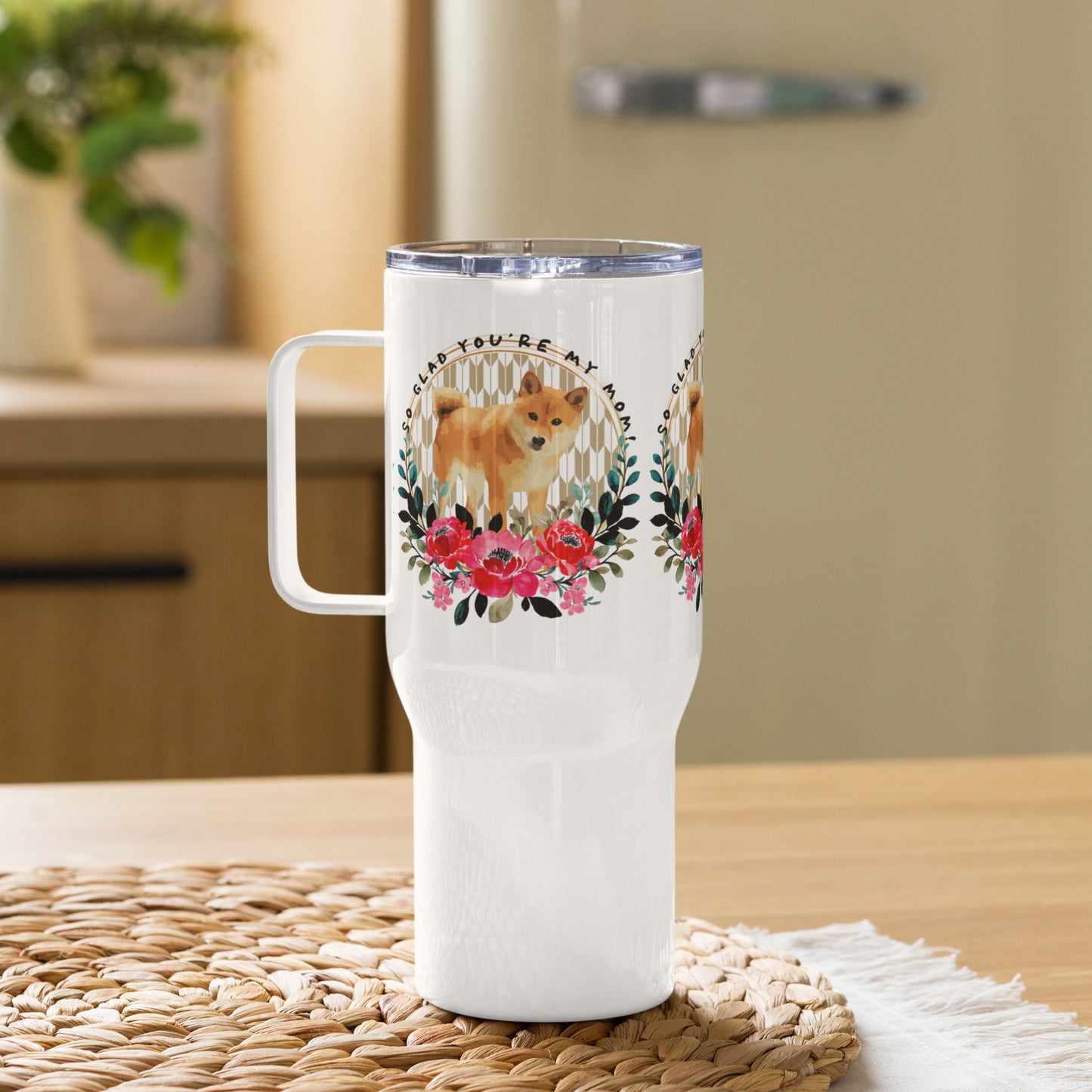 Shiba Inu Dog Travel mug with a handle