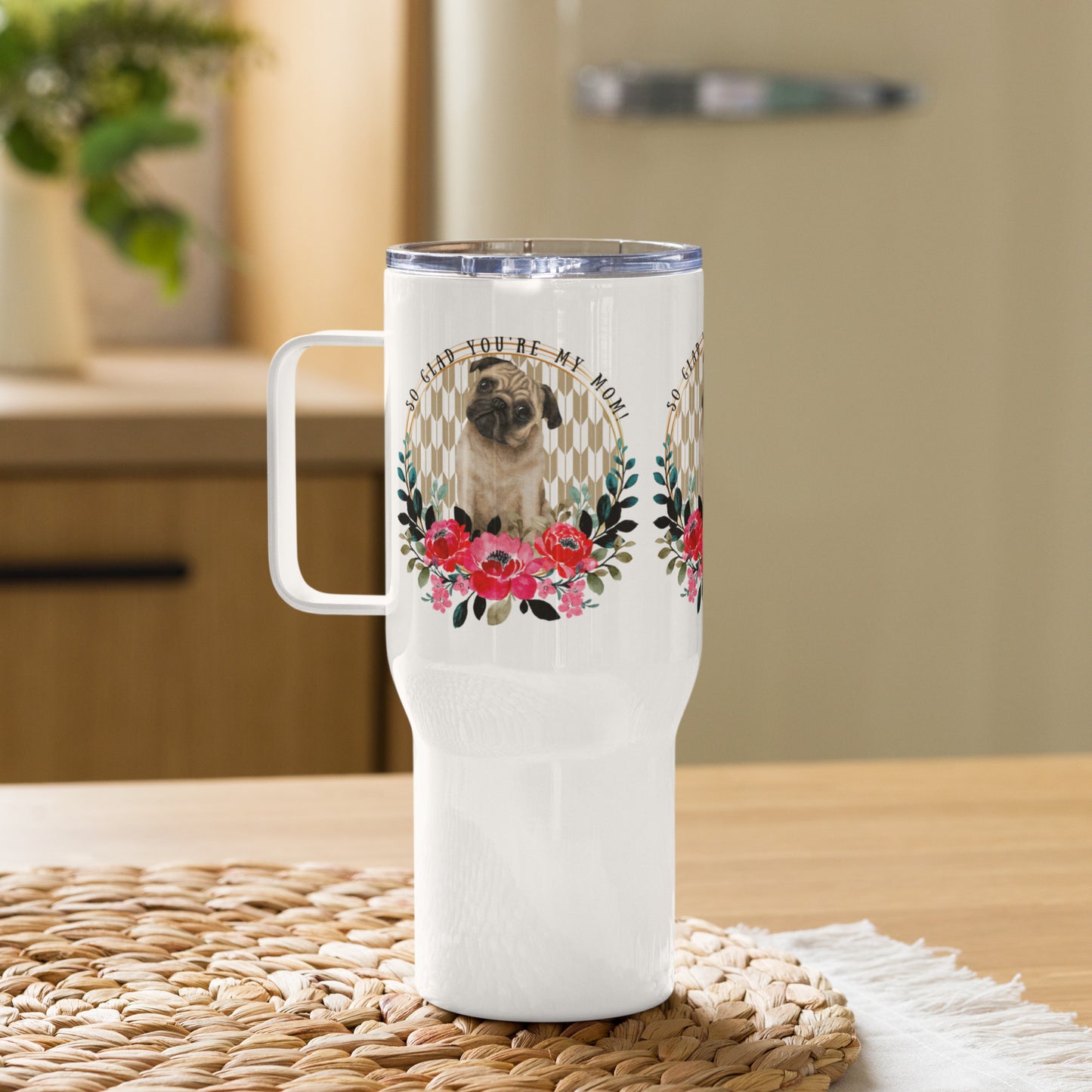 Pug Travel mug with a handle