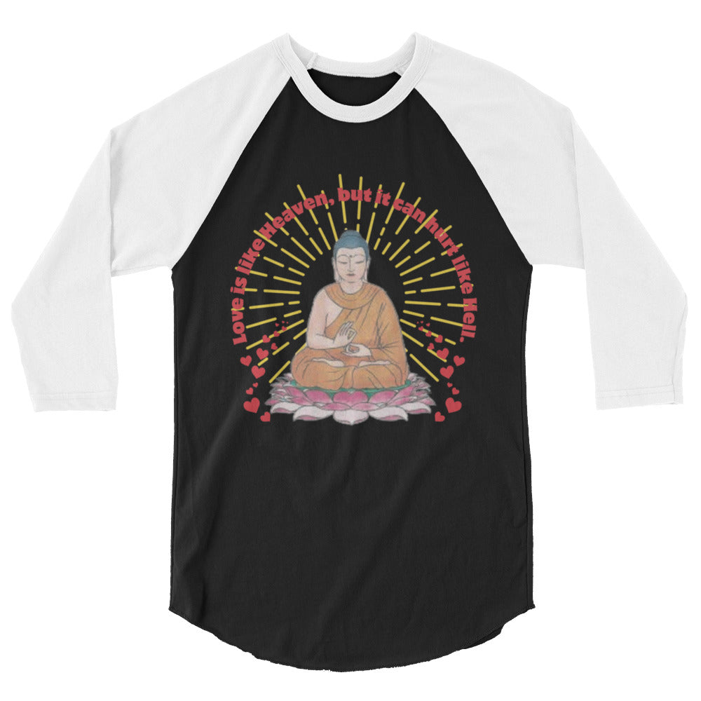 Japanese Buddha , tenjoutenge .3/4 sleeve raglan shirt