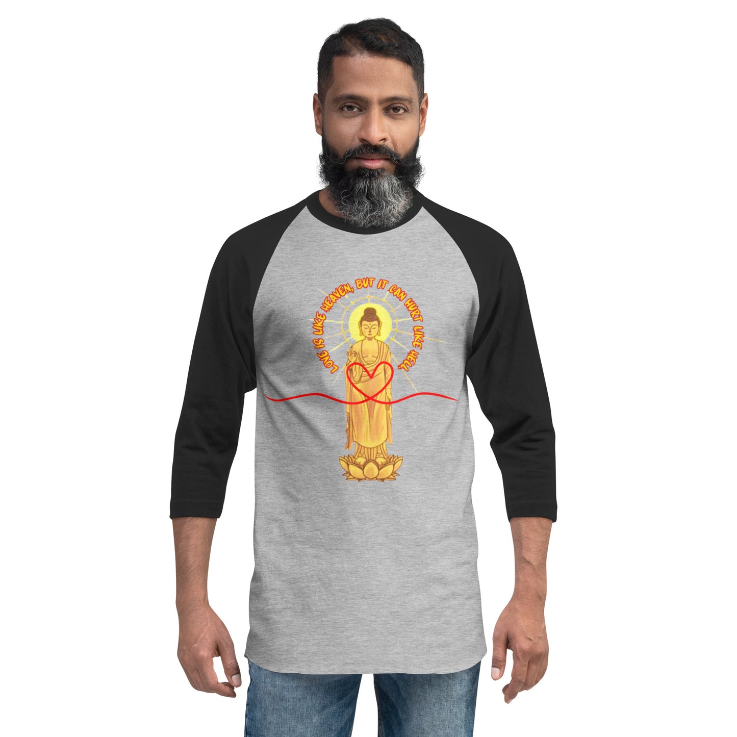 Japanese, Buddha, Oshakasama 3/4 sleeve raglan shirt
