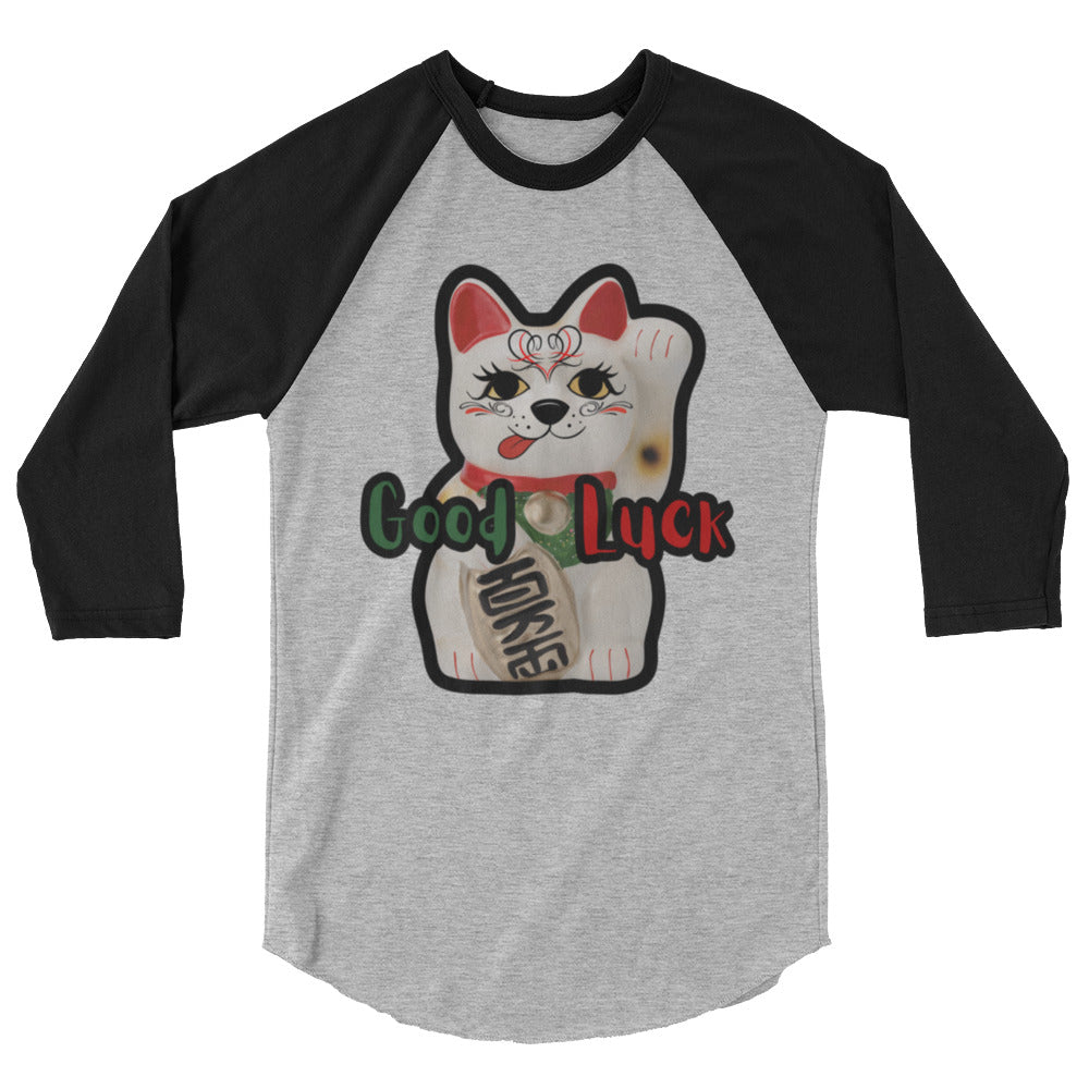 Lucky Cat Manekineko 3/4 sleeve raglan shirt