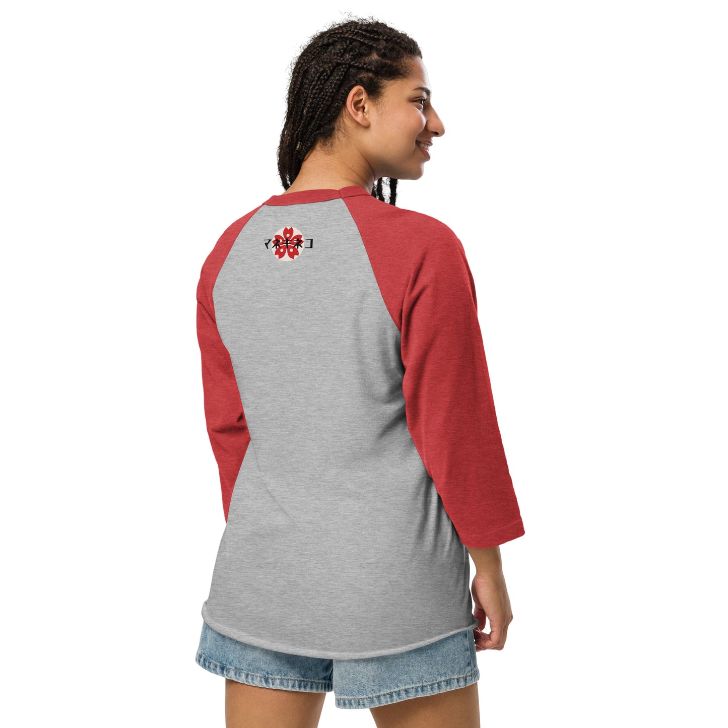 Lucky Cat Manekineko 3/4 sleeve raglan shirt