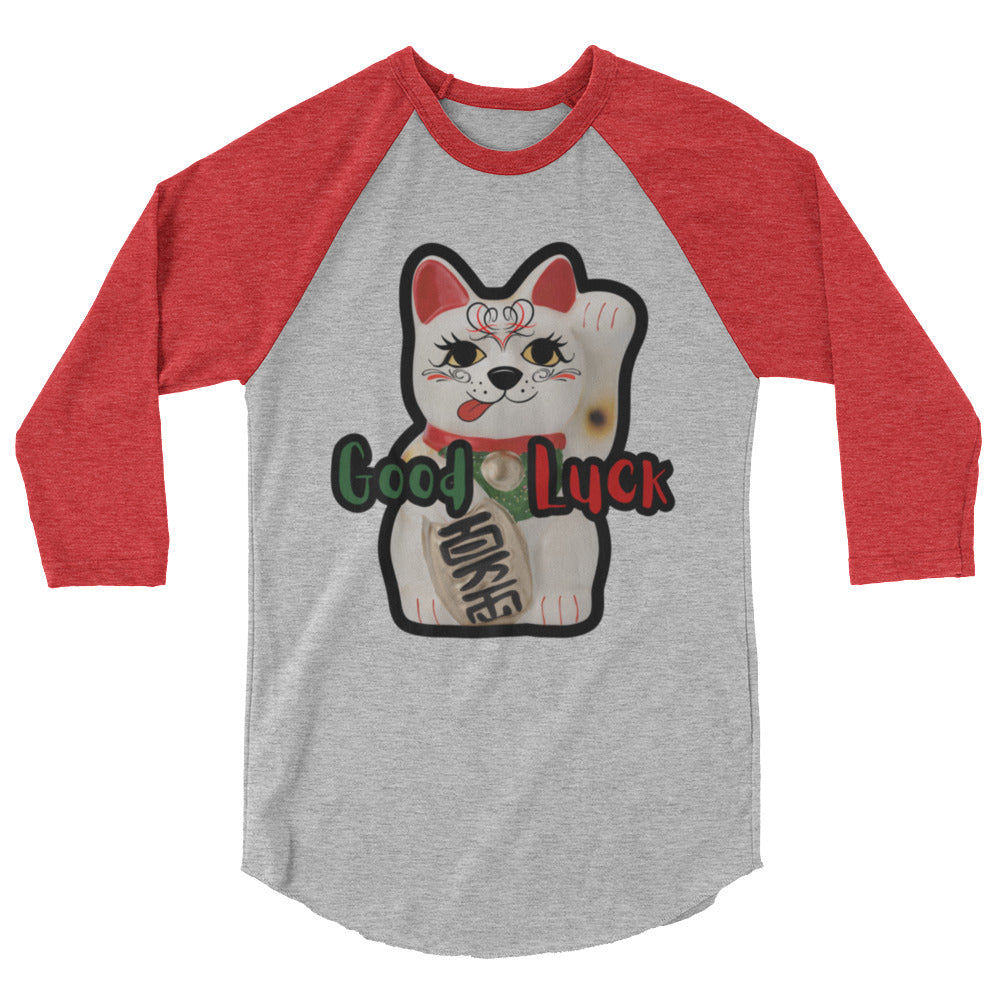 Lucky Cat Manekineko 3/4 sleeve raglan shirt