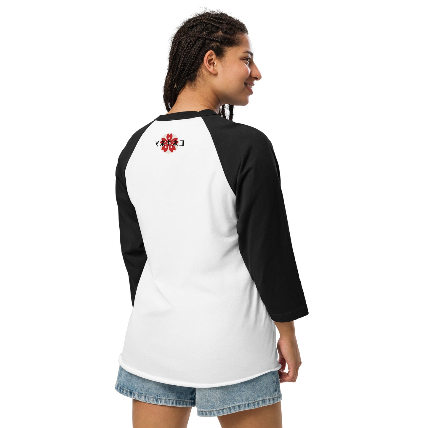 Lucky Cat Manekineko 3/4 sleeve raglan shirt