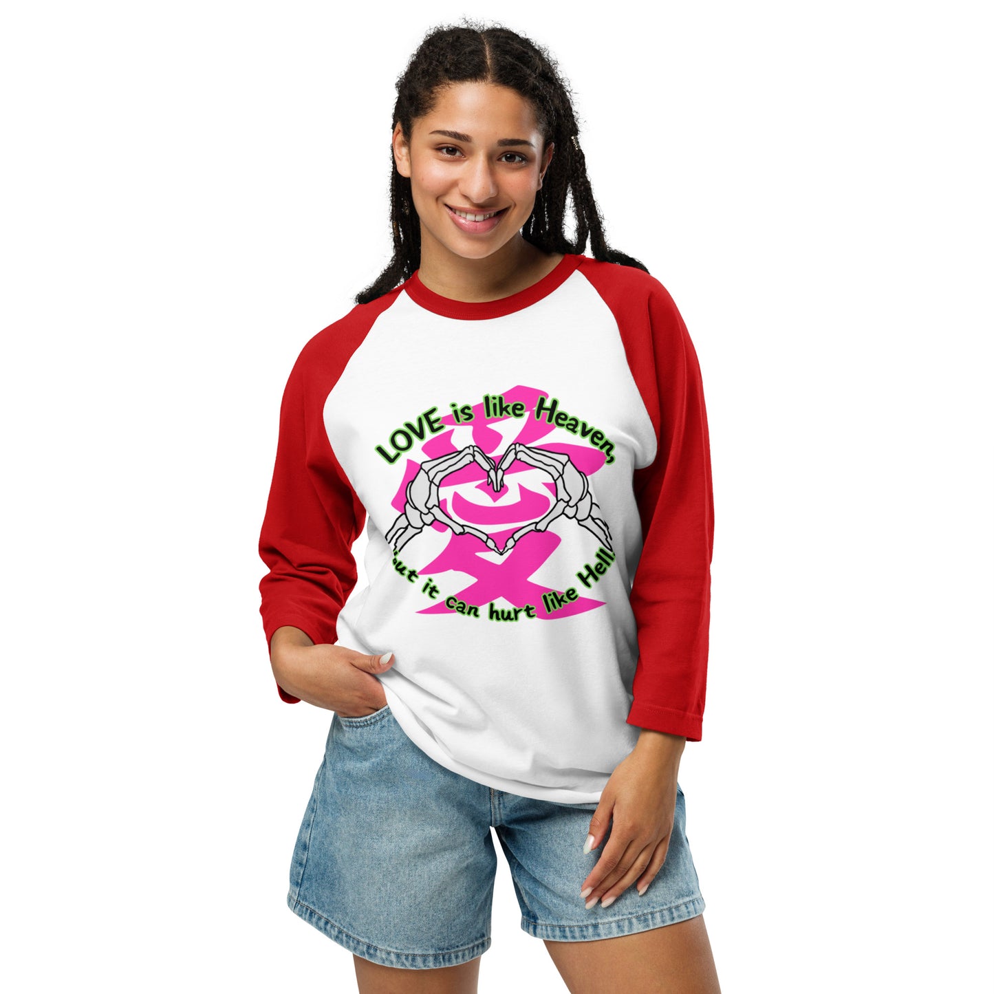 Love is like Heaven, kawaii, ai, 3/4 sleeve raglan shirt
