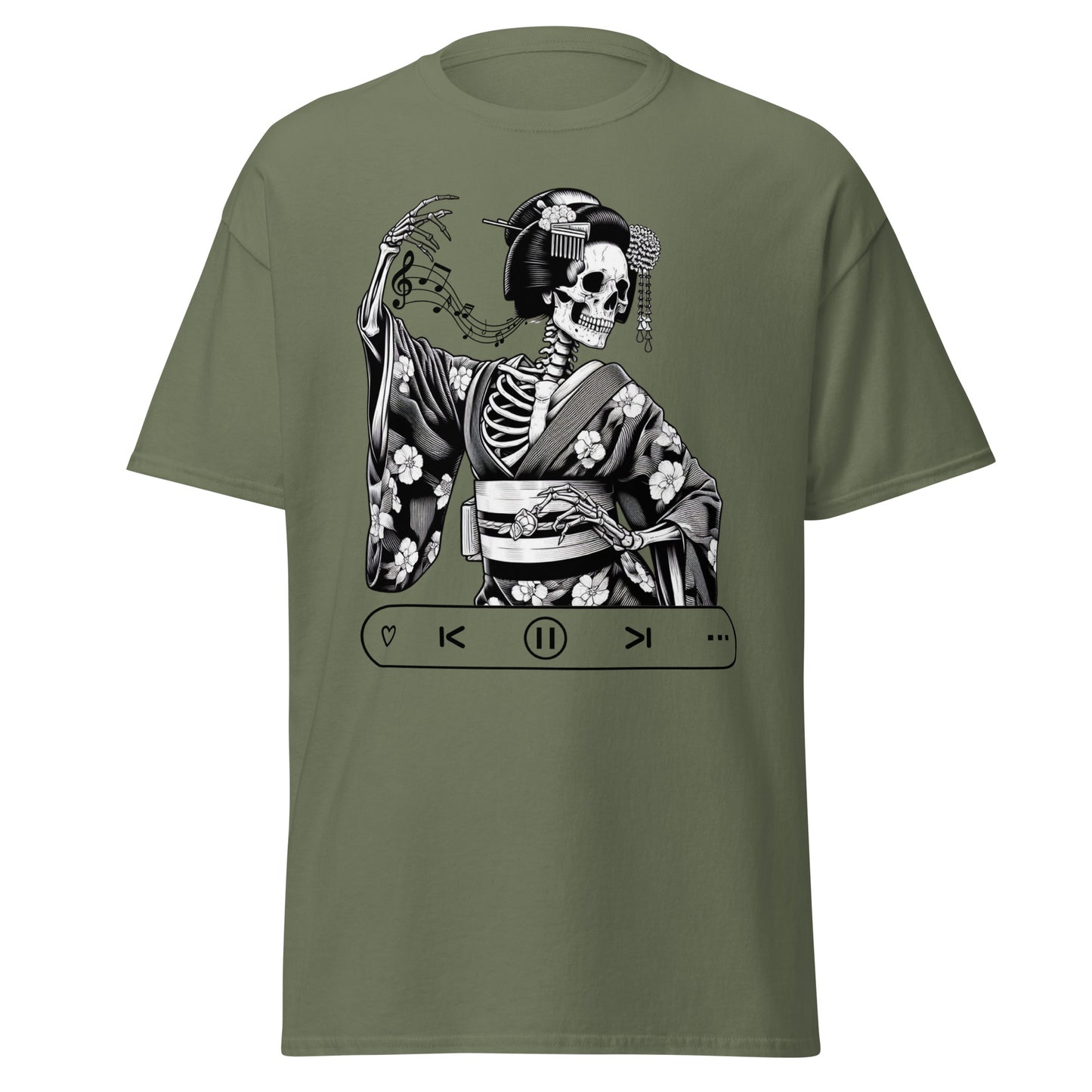 Japanese Geisha Skeleton, Let's Dance, 100% cotton shirt, classic tee