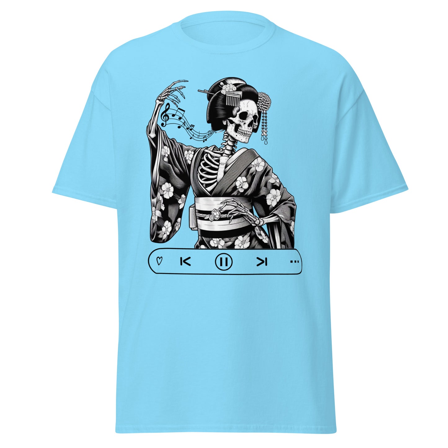 Japanese Geisha Skeleton, Let's Dance, 100% cotton shirt, classic tee