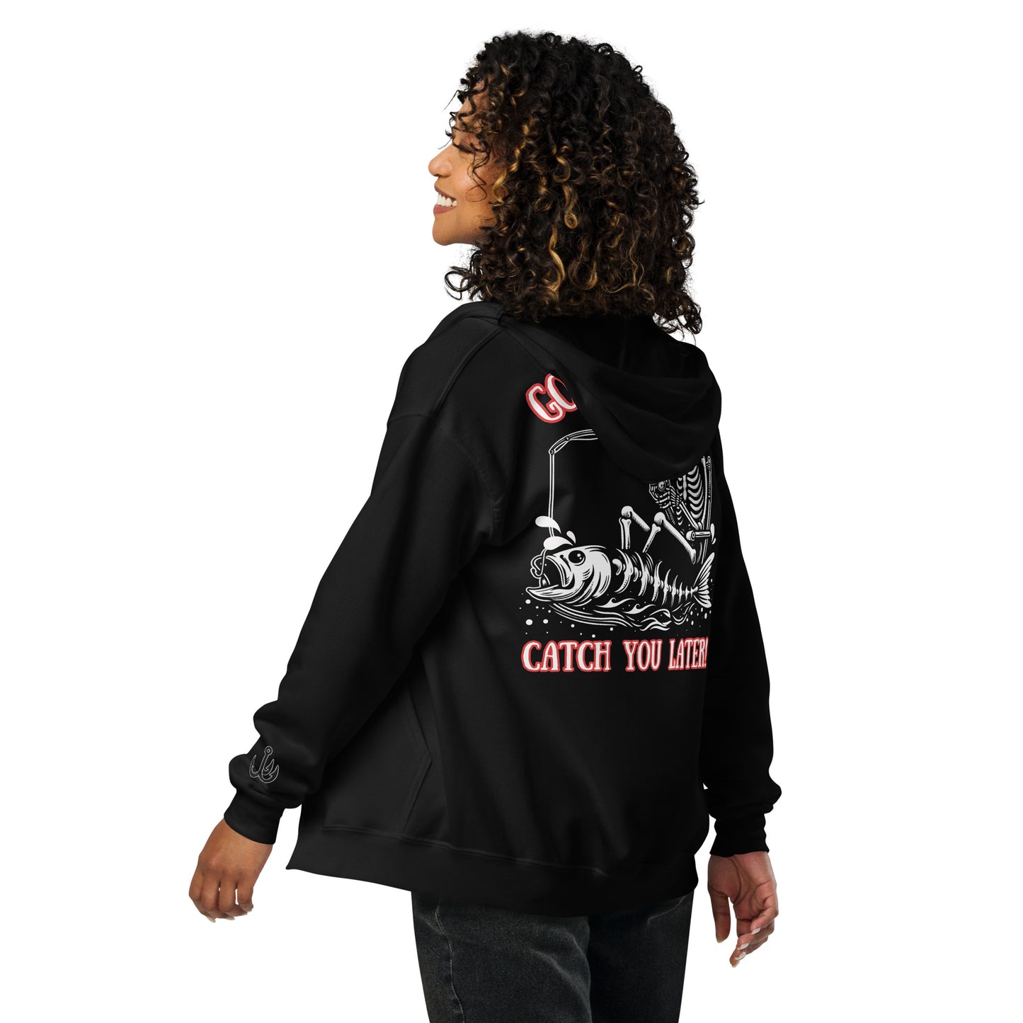 Fishing Skeleton, Skull Fishing Tattoo, Fishing Tuna, Fishing Gifts, Fishing Hoodie for Man, Fishy hoodie, Unisex heavy blend zip hoodie