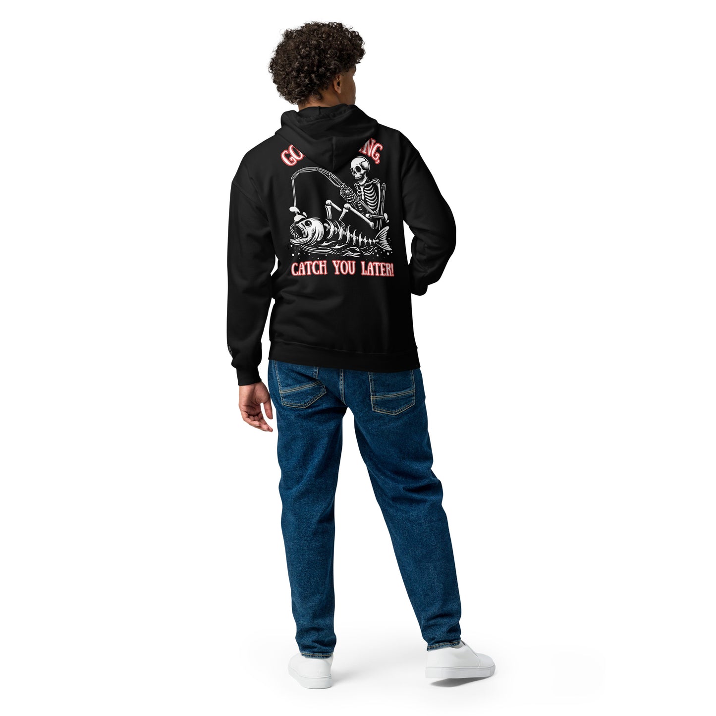 Fishing Skeleton, Skull Fishing Tattoo, Fishing Tuna, Fishing Gifts, Fishing Hoodie for Man, Fishy hoodie, Unisex heavy blend zip hoodie