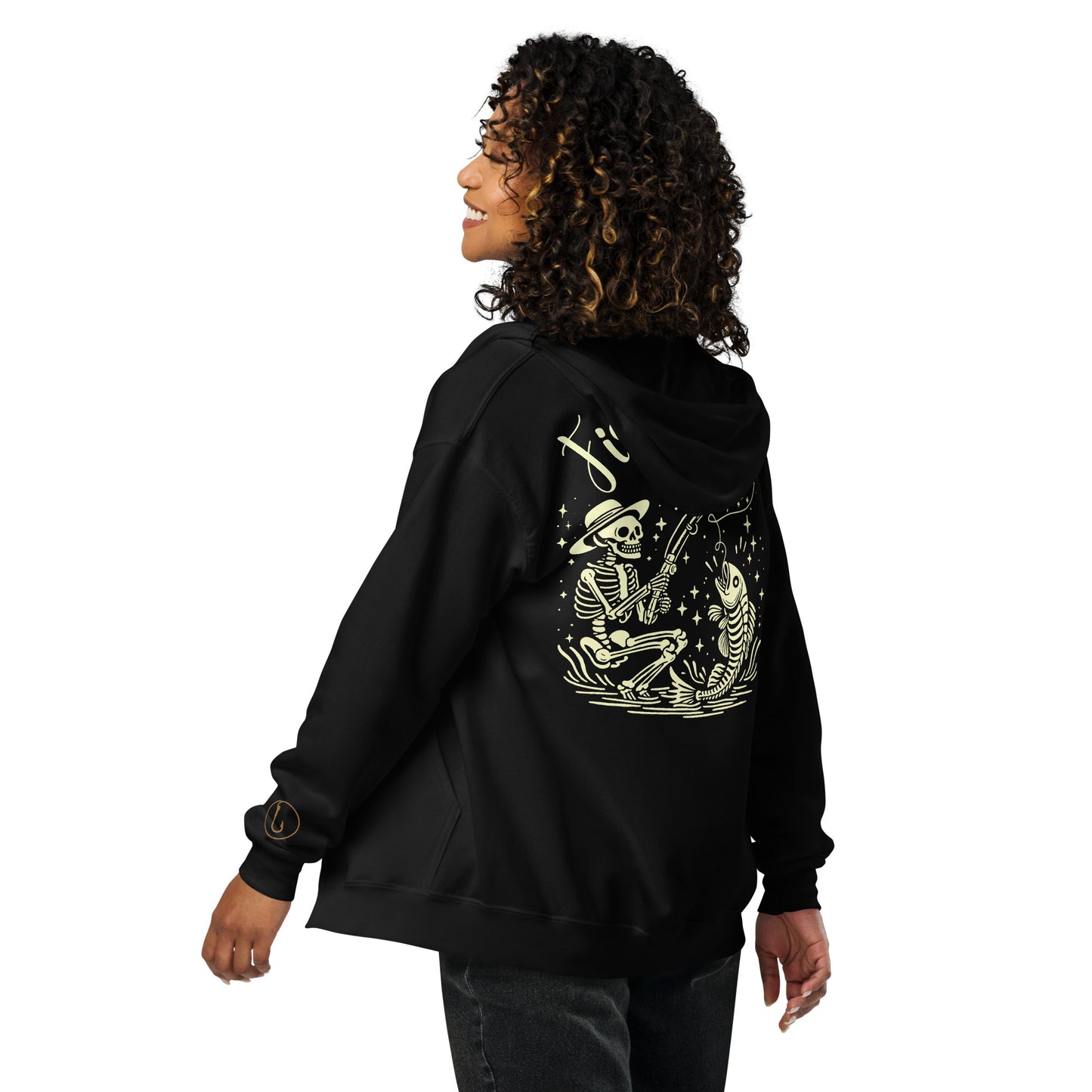Fishing Straw hat Skeleton, Fishing Tattoo, Fishing Addict, Fishing Gift, Fishing Hoodie, Fishy hoodie, Unisex heavy blend zip hoodie