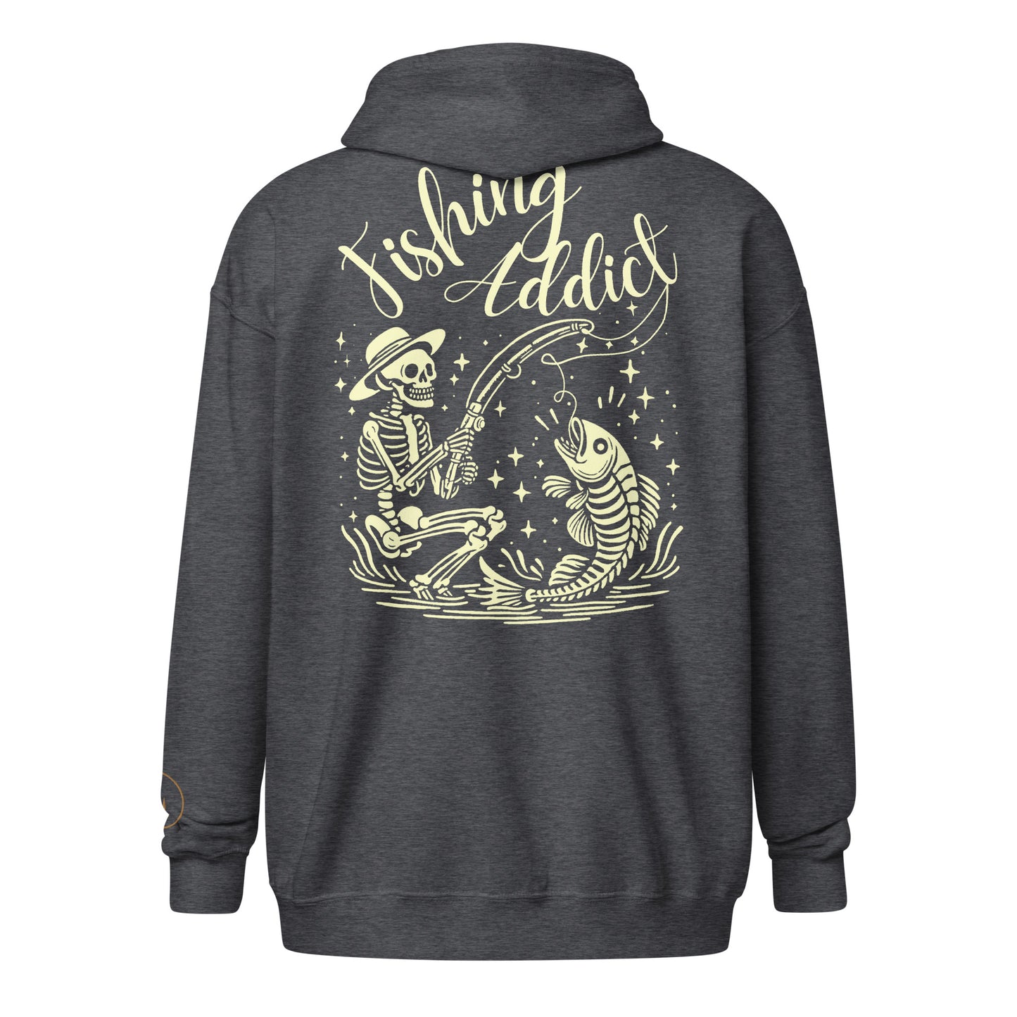 Fishing Straw hat Skeleton, Fishing Tattoo, Fishing Addict, Fishing Gift, Fishing Hoodie, Fishy hoodie, Unisex heavy blend zip hoodie