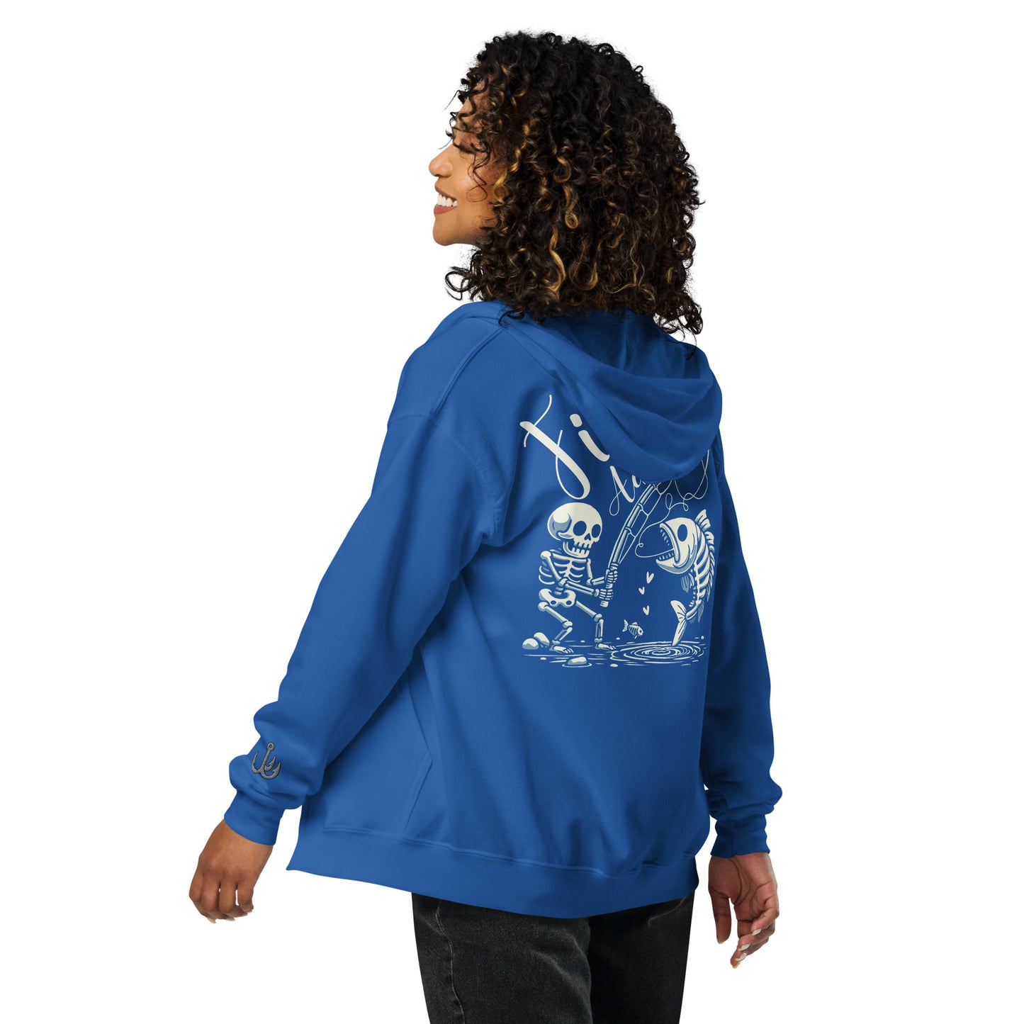 Fishing Skeleton, Fishing Tattoo, Fishing Addict, Fishing Gifts, Fishing Hoodie, Fishy hoodie, Husband Hoodie, Dad Gift, Unisex zip hoodie