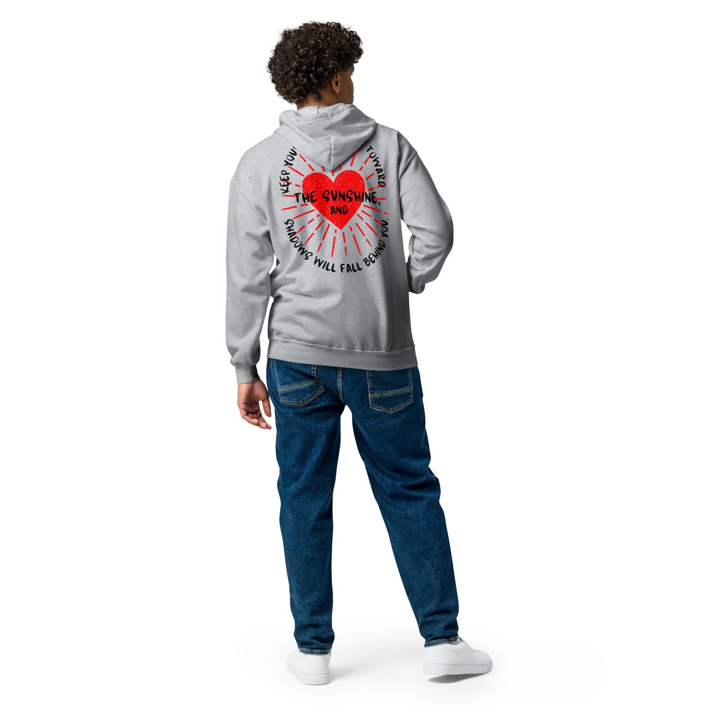 Keep your face always toward the sunshine, and shadows will fall behind you. Unisex heavy blend zip hoodie
