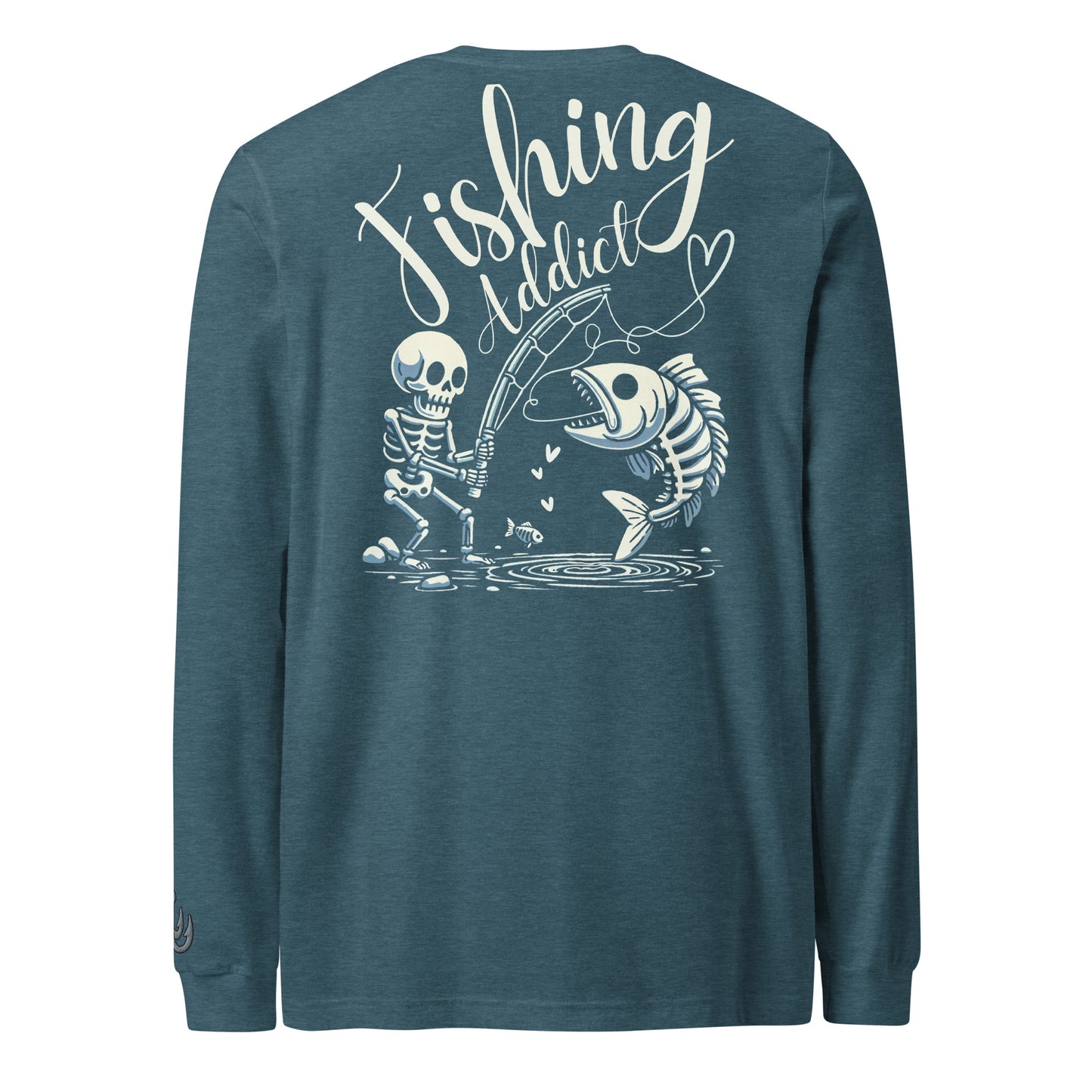 Fishing Skeleton, Fishing Tattoo, Fishing Addict, Fishing Gifts, Fishing Hoodie, Fishy hoodie, Husband Hoodie, Dad Gift, Long Sleeve Tee
