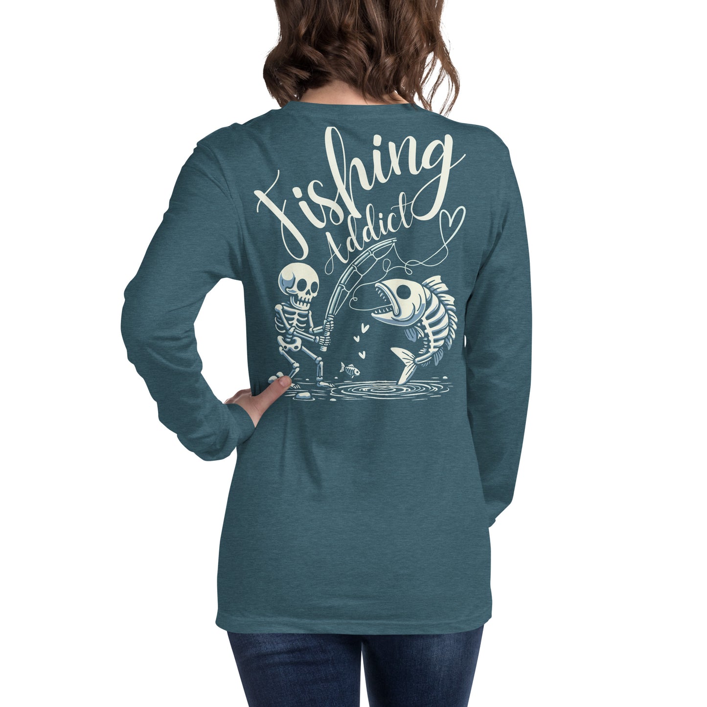 Fishing Skeleton, Fishing Tattoo, Fishing Addict, Fishing Gifts, Fishing Hoodie, Fishy hoodie, Husband Hoodie, Dad Gift, Long Sleeve Tee