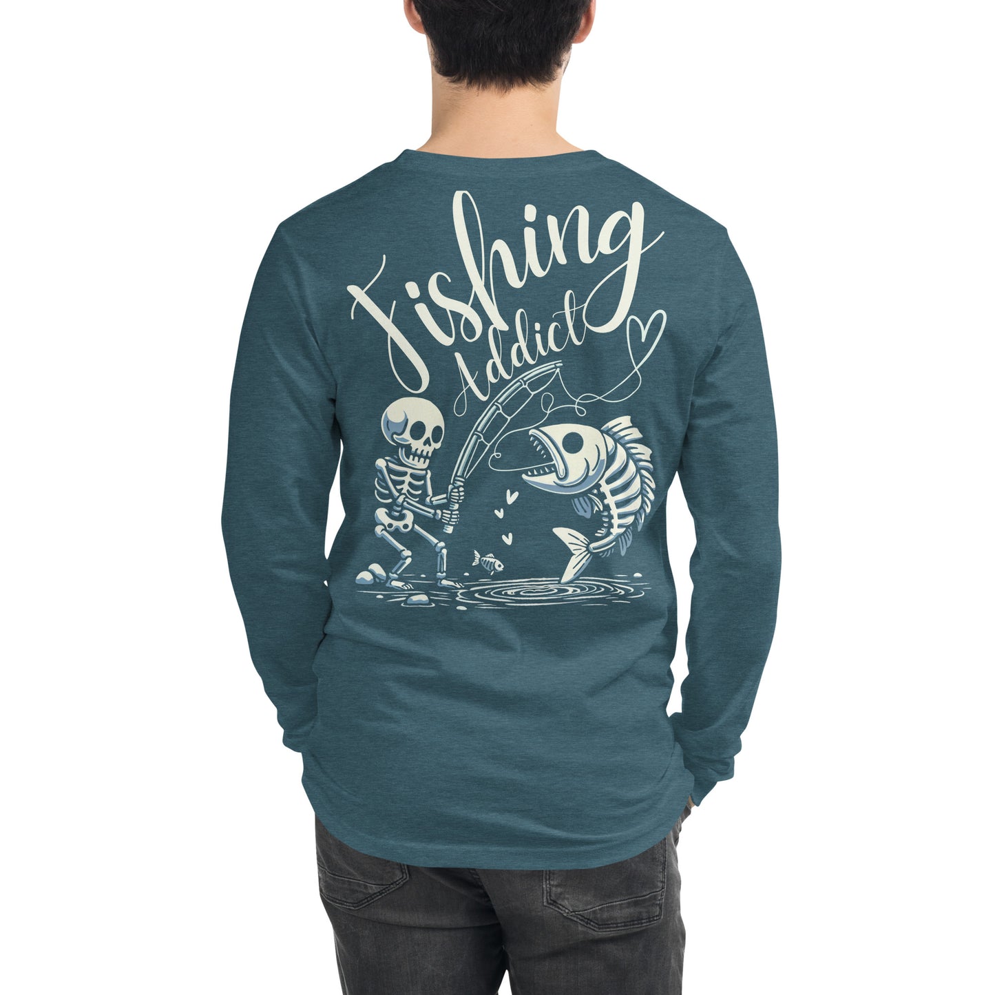 Fishing Skeleton, Fishing Tattoo, Fishing Addict, Fishing Gifts, Fishing Hoodie, Fishy hoodie, Husband Hoodie, Dad Gift, Long Sleeve Tee