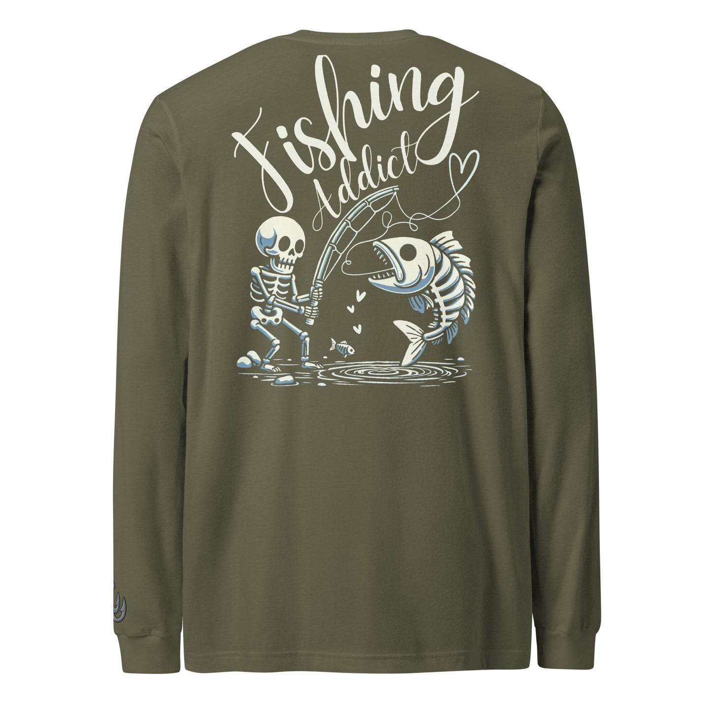 Fishing Skeleton, Fishing Tattoo, Fishing Addict, Fishing Gifts, Fishing Hoodie, Fishy hoodie, Husband Hoodie, Dad Gift, Long Sleeve Tee