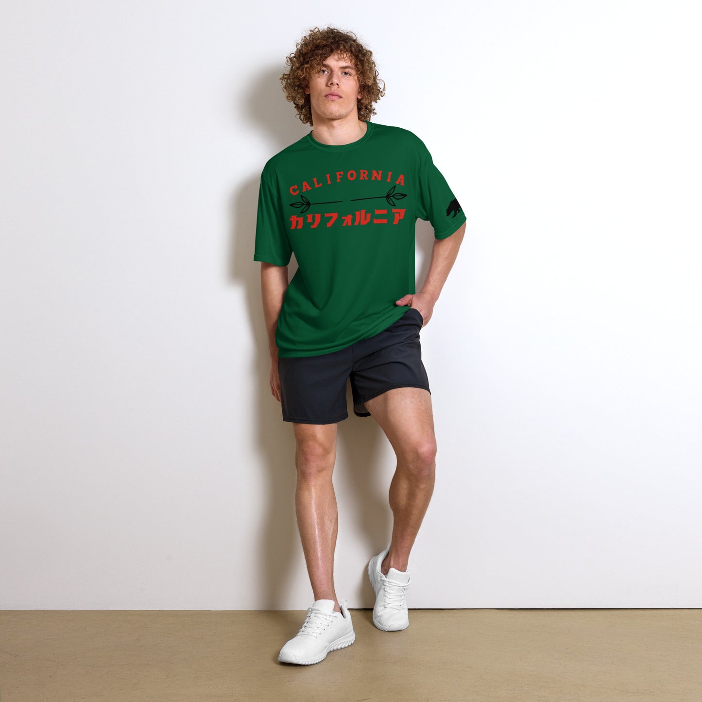 California, Grizzly Bear, Japanese, Katakana, Unisex performance crew neck t-shirt