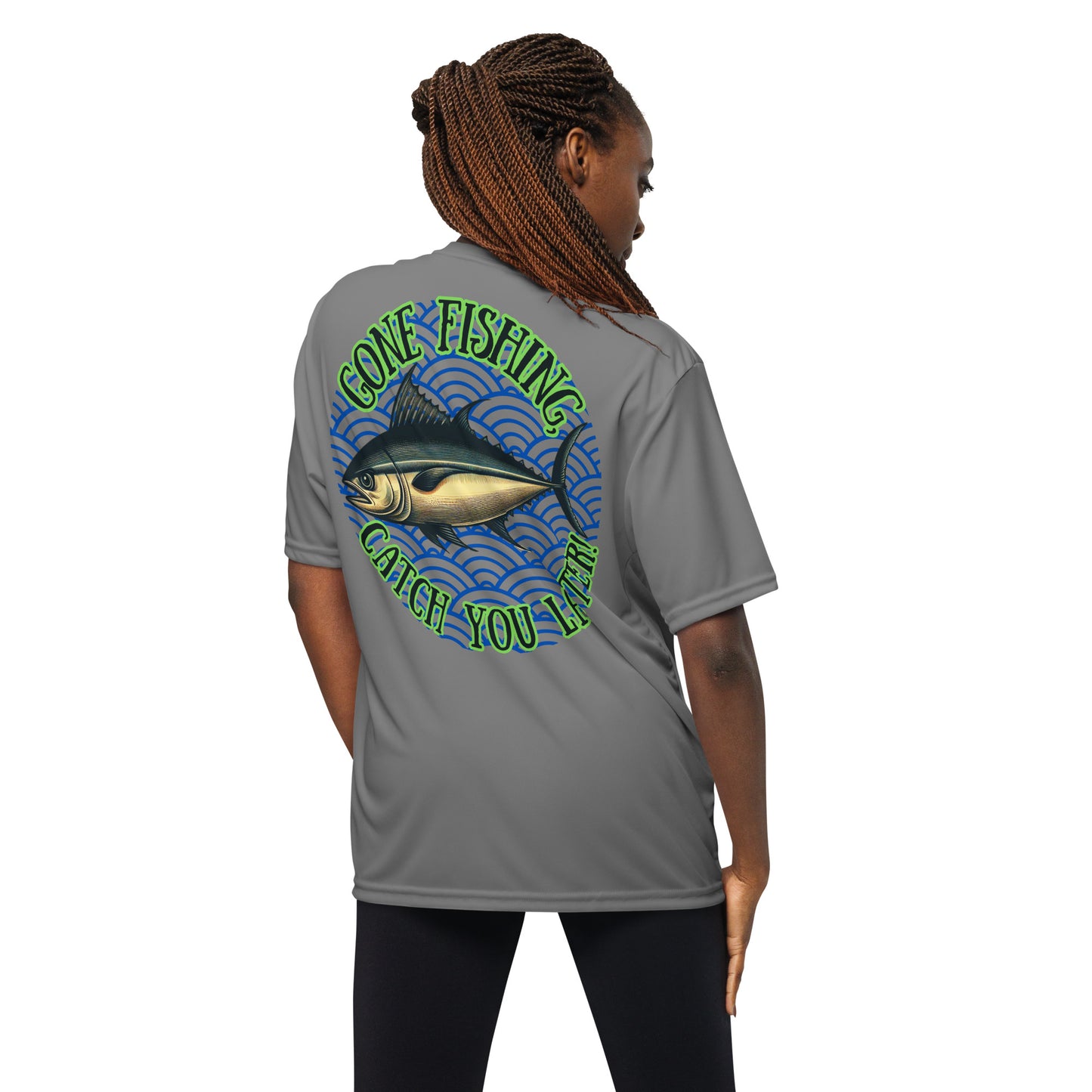 Fishing, Fishing Dad, Gone Fishing, Tuna Fishing, fishing lure, kawaii, father's day gift, Best Gift For Dad, Unisex performance crew neck t-shirt