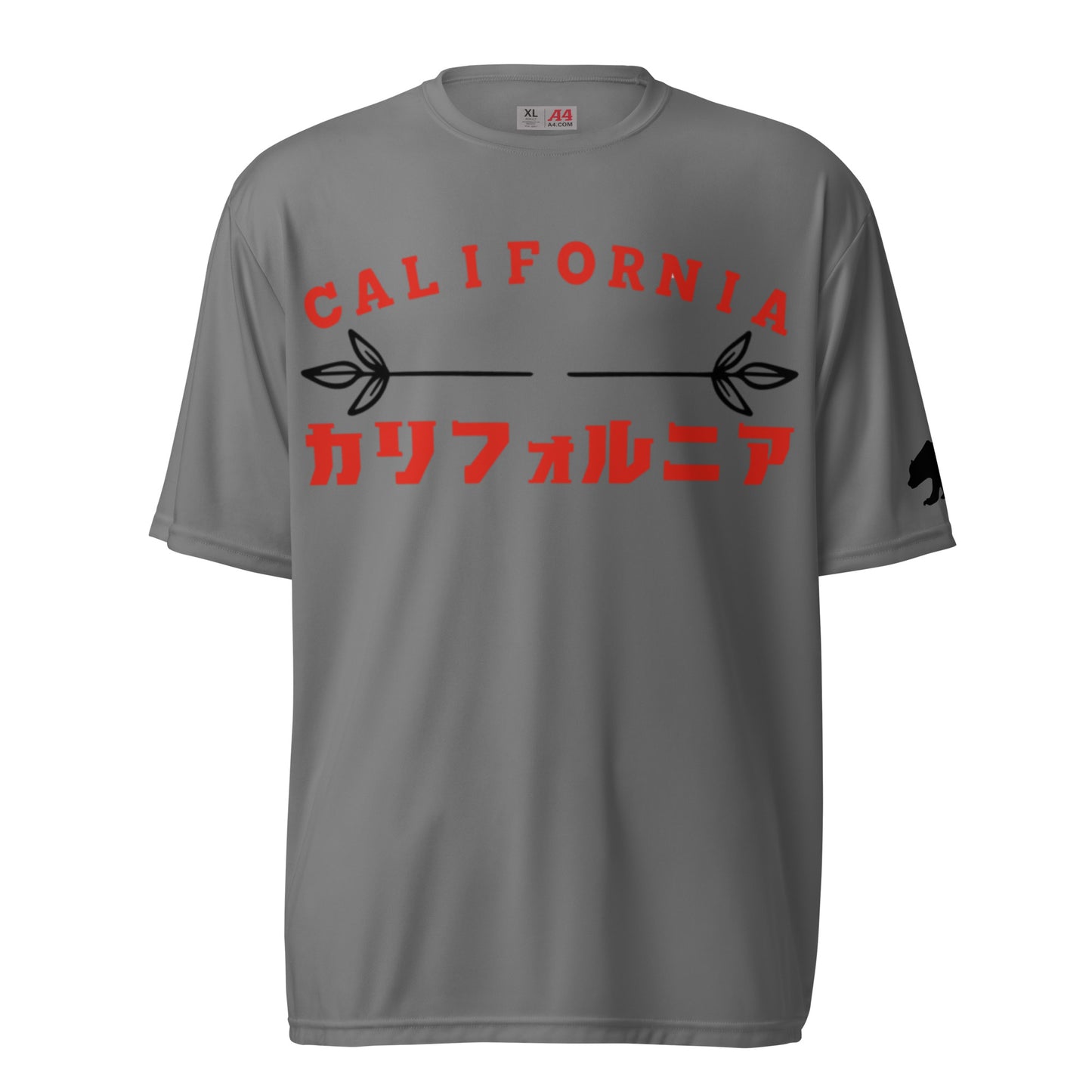 California, Grizzly Bear, Japanese, Katakana, Unisex performance crew neck t-shirt