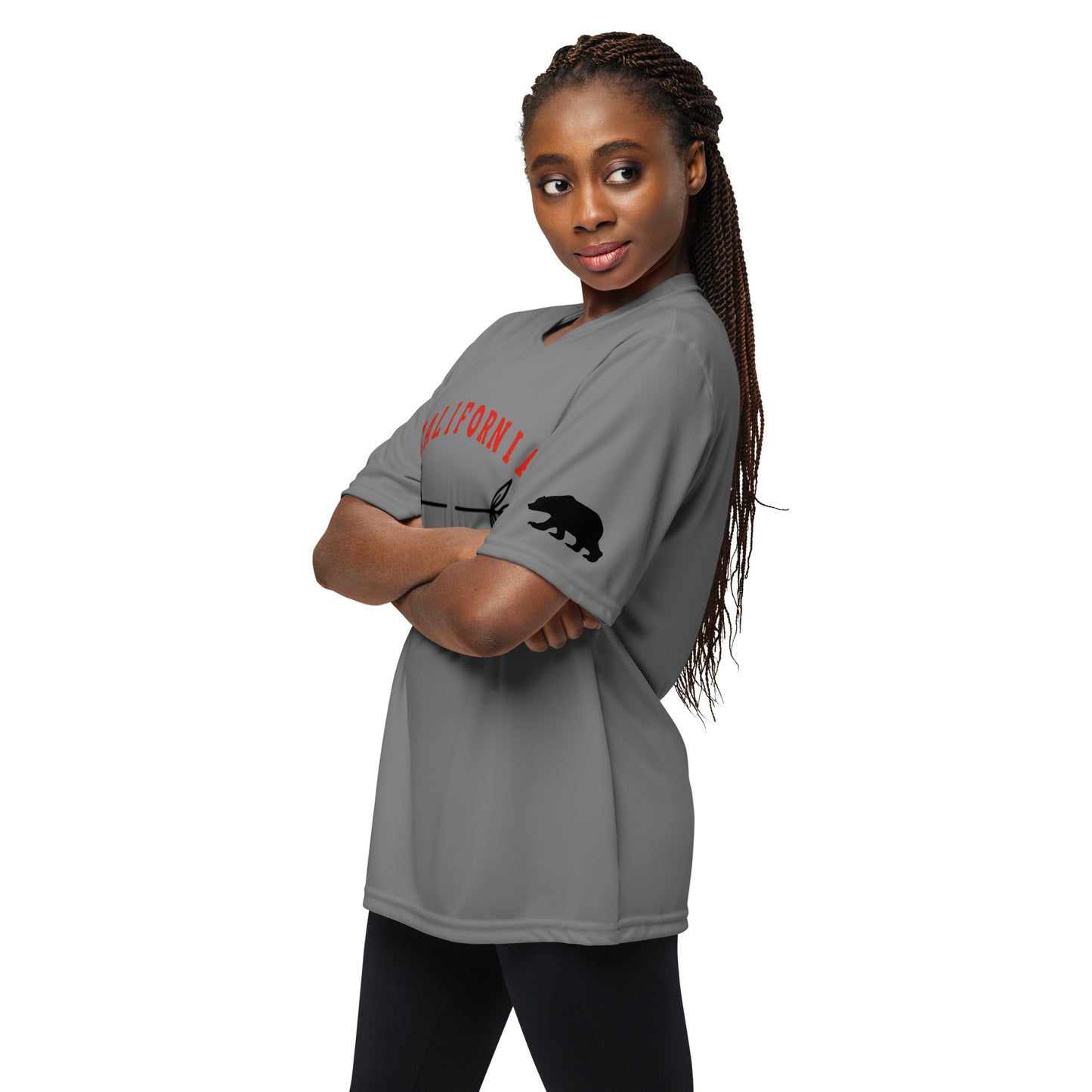 California, Grizzly Bear, Japanese, Katakana, Unisex performance crew neck t-shirt