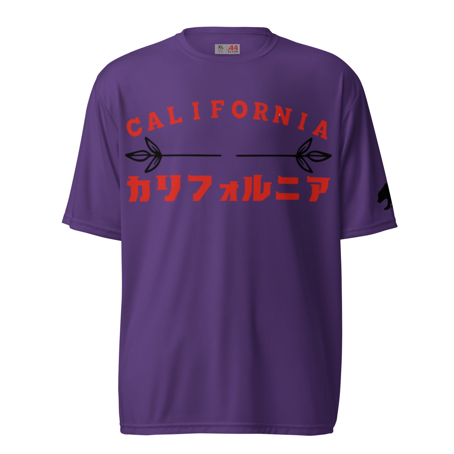 California, Grizzly Bear, Japanese, Katakana, Unisex performance crew neck t-shirt