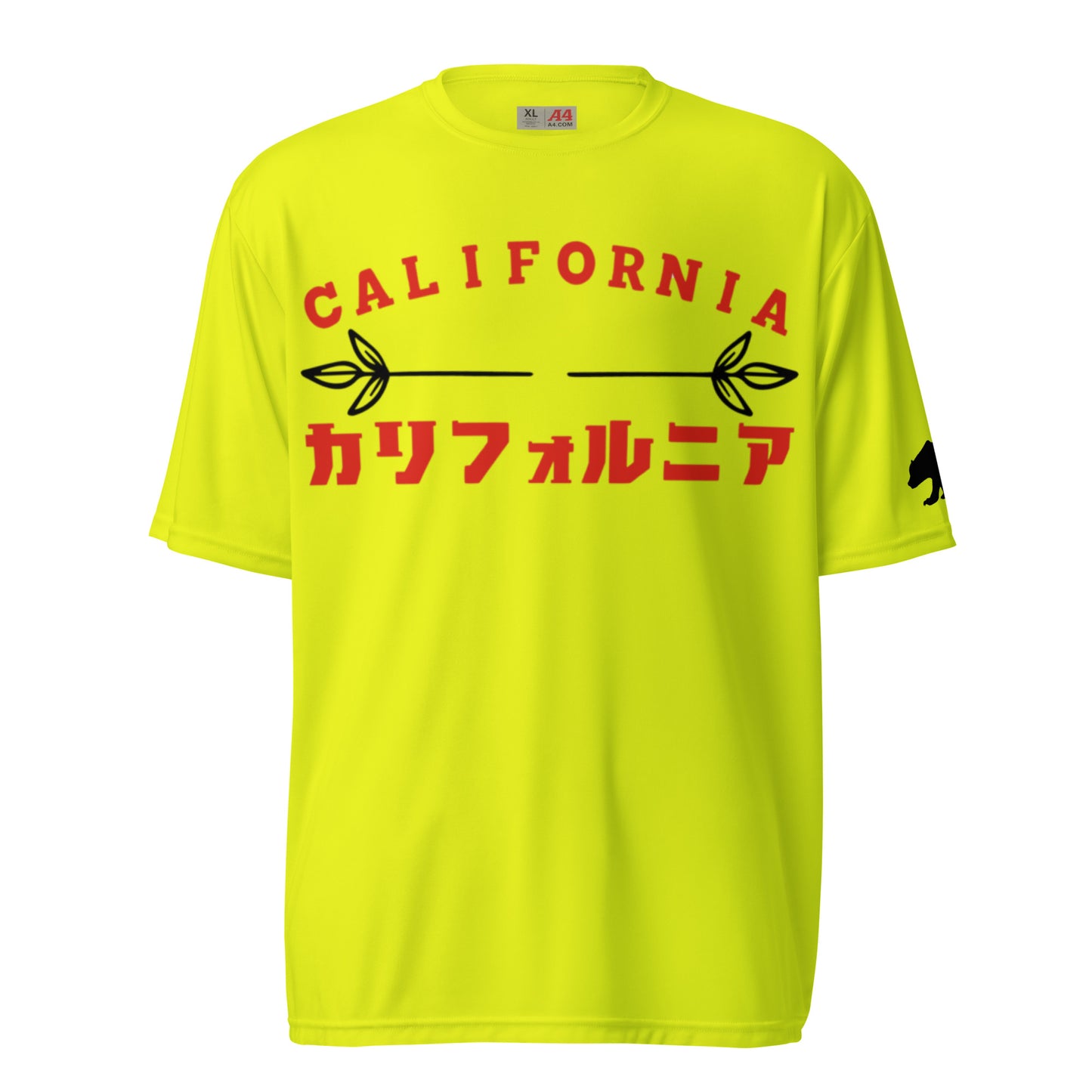 California, Grizzly Bear, Japanese, Katakana, Unisex performance crew neck t-shirt
