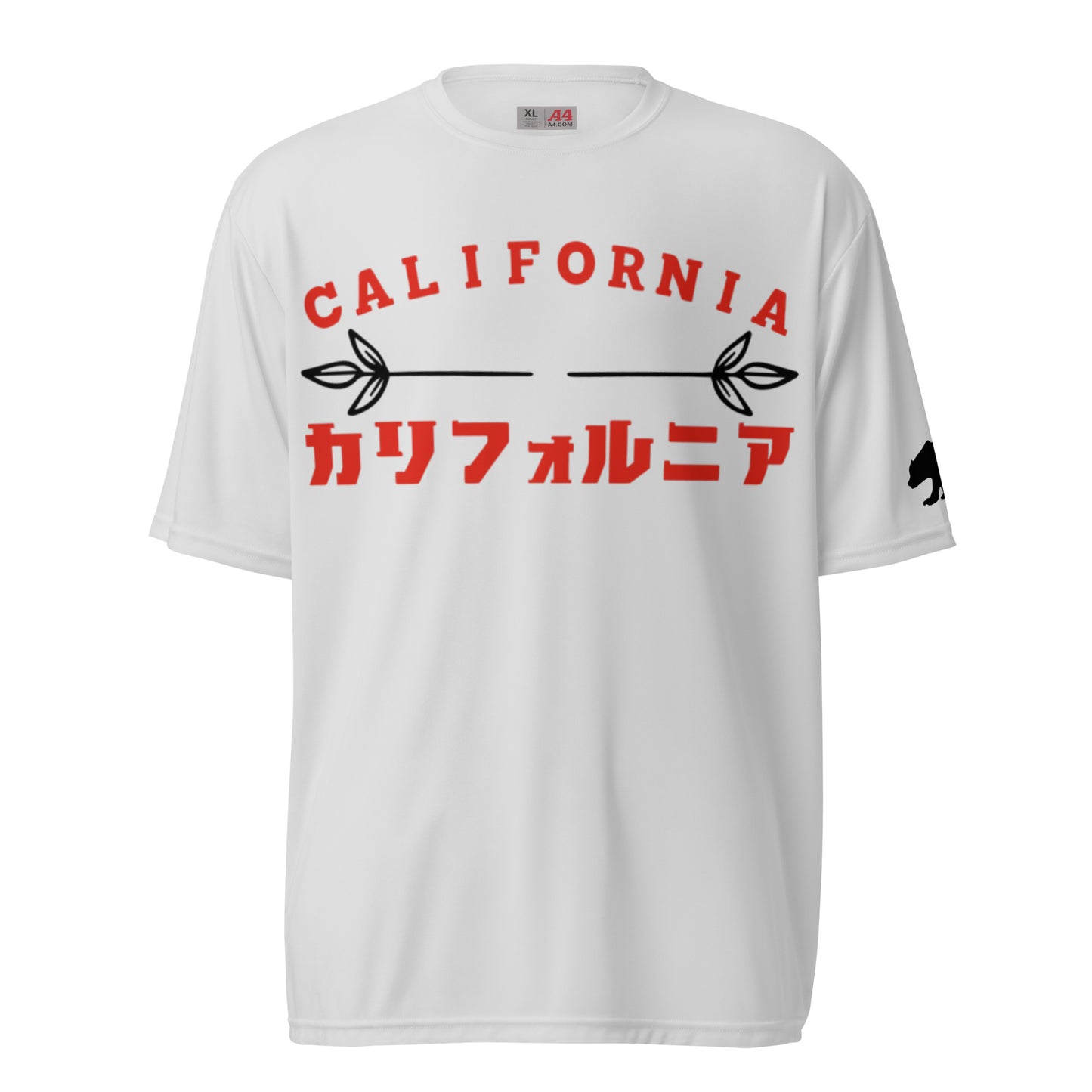 California, Grizzly Bear, Japanese, Katakana, Unisex performance crew neck t-shirt
