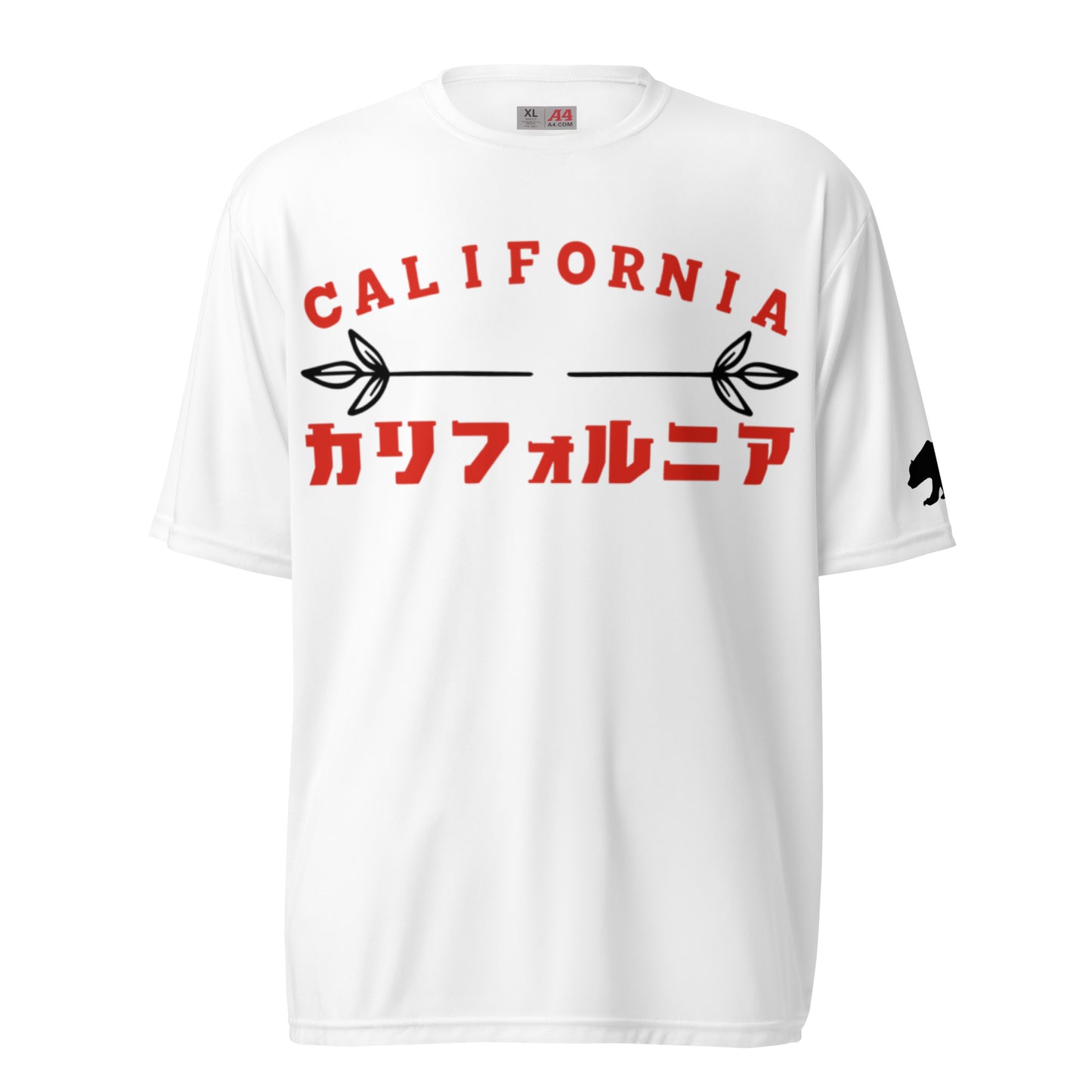 California, Grizzly Bear, Japanese, Katakana, Unisex performance crew neck t-shirt