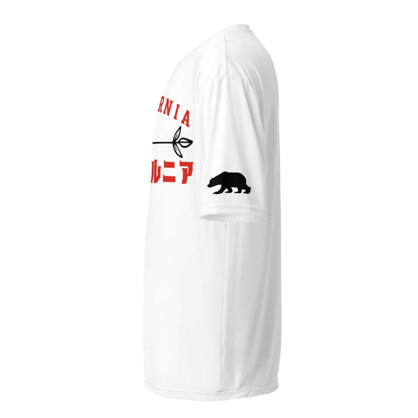California, Grizzly Bear, Japanese, Katakana, Unisex performance crew neck t-shirt