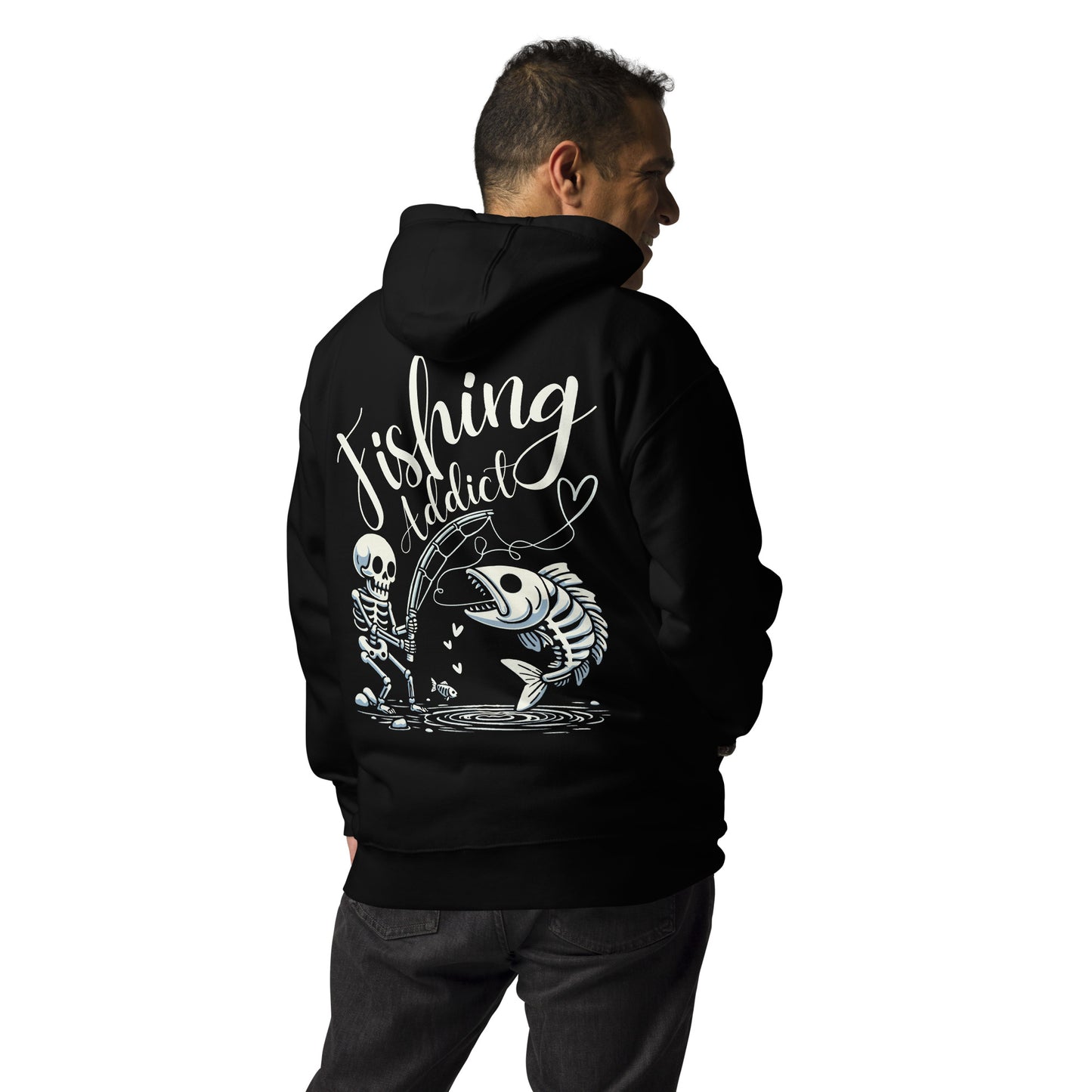 Fishing Skeleton, Fishing Tattoo, Fishing Addict, Fishing Gifts, Fishing Hoodie, Fishy hoodie, Husband Hoodie, Dad Gift, Unisex Hoodie