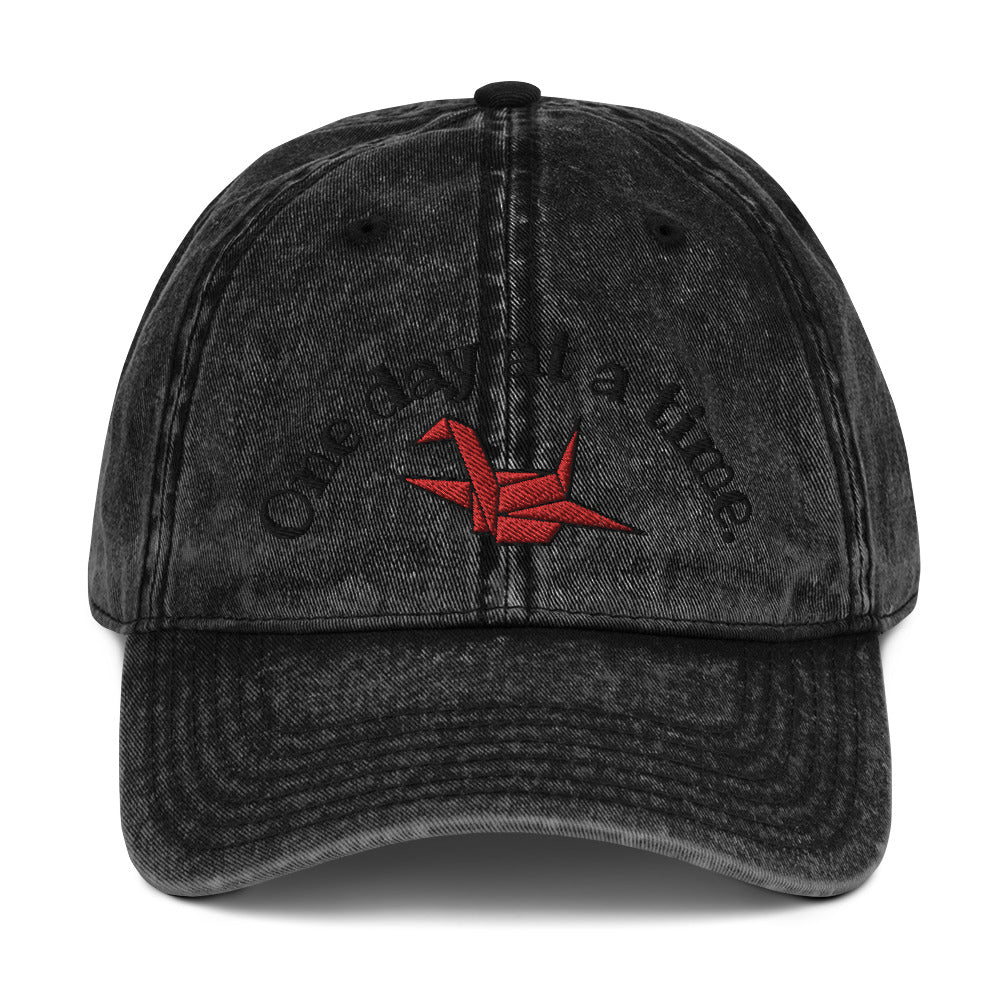 ORIGAMI, Orizuru, Crane, Japanese Vintage Cotton Twill Cap