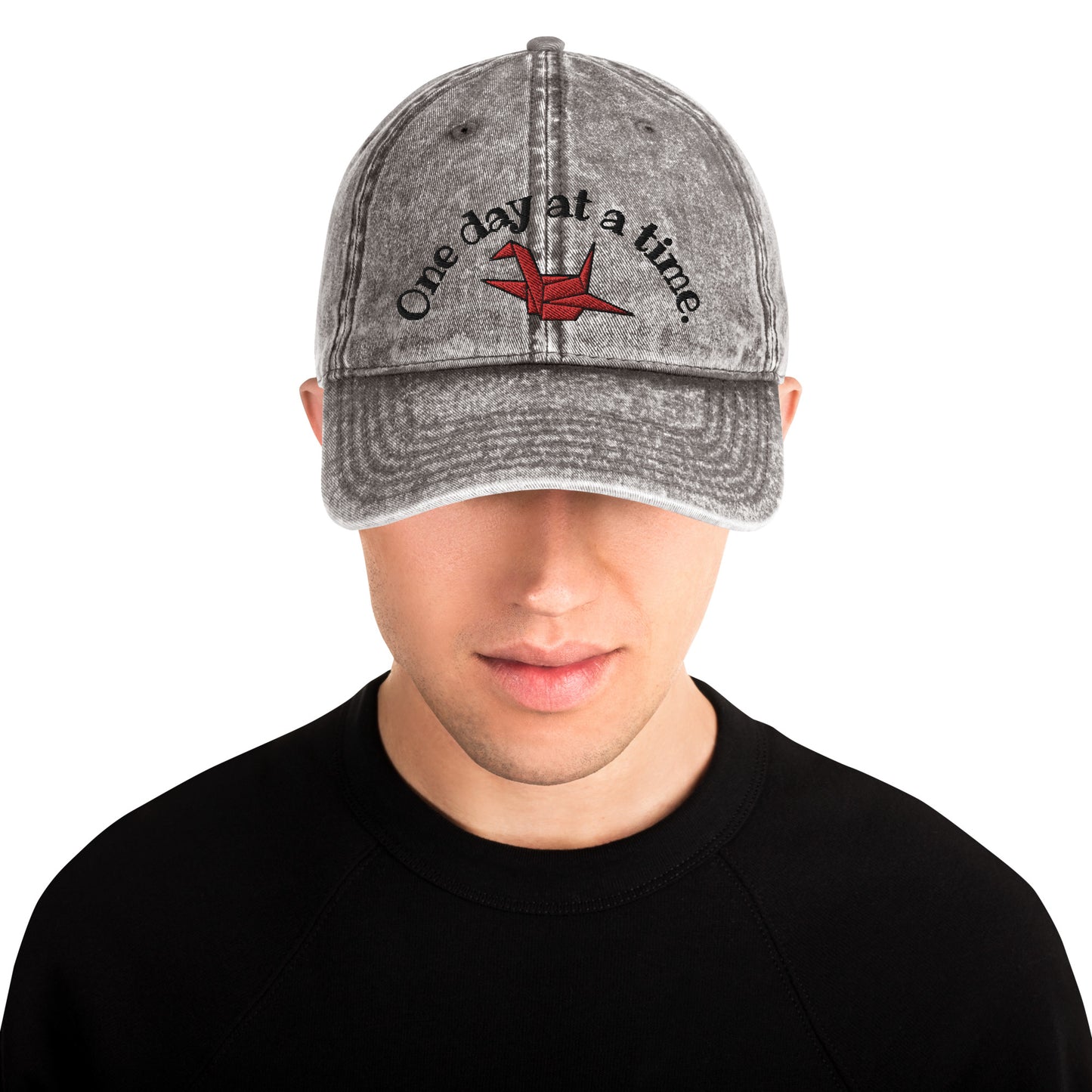 ORIGAMI, Orizuru, Crane, Japanese Vintage Cotton Twill Cap